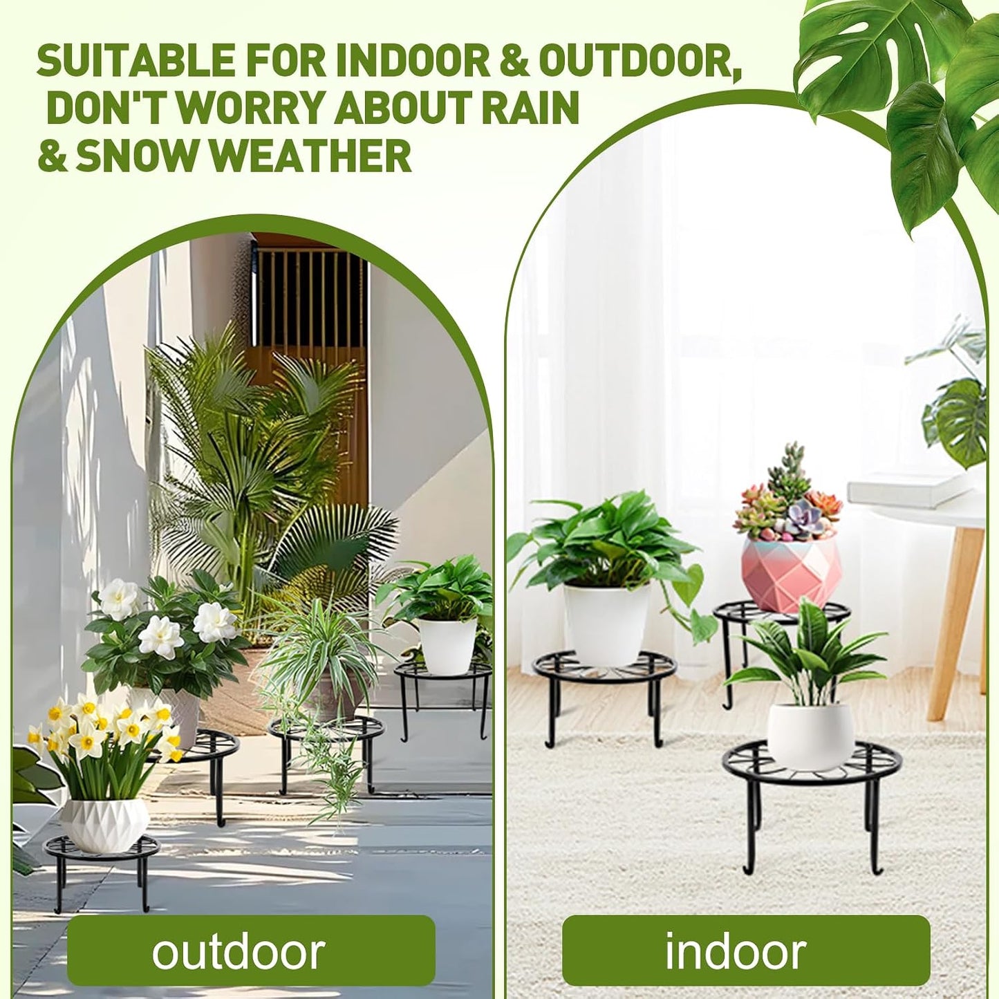 ESRICH 10 Pack 7.8" Metal Plant Stand, Iron Plant Stands for Indoor | Black Plant Stands Outdoor, Rustproof Round Heavy