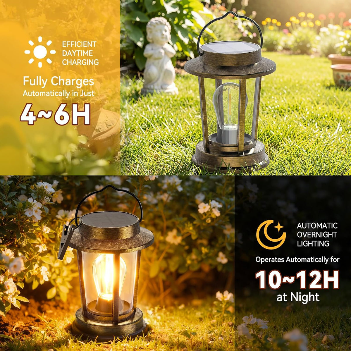 Solar Lanterns Outdoor Waterproof 2 Pack , Upgraded Solar Lights Outdoor, Bright Solar Powered Lanterns Decorative