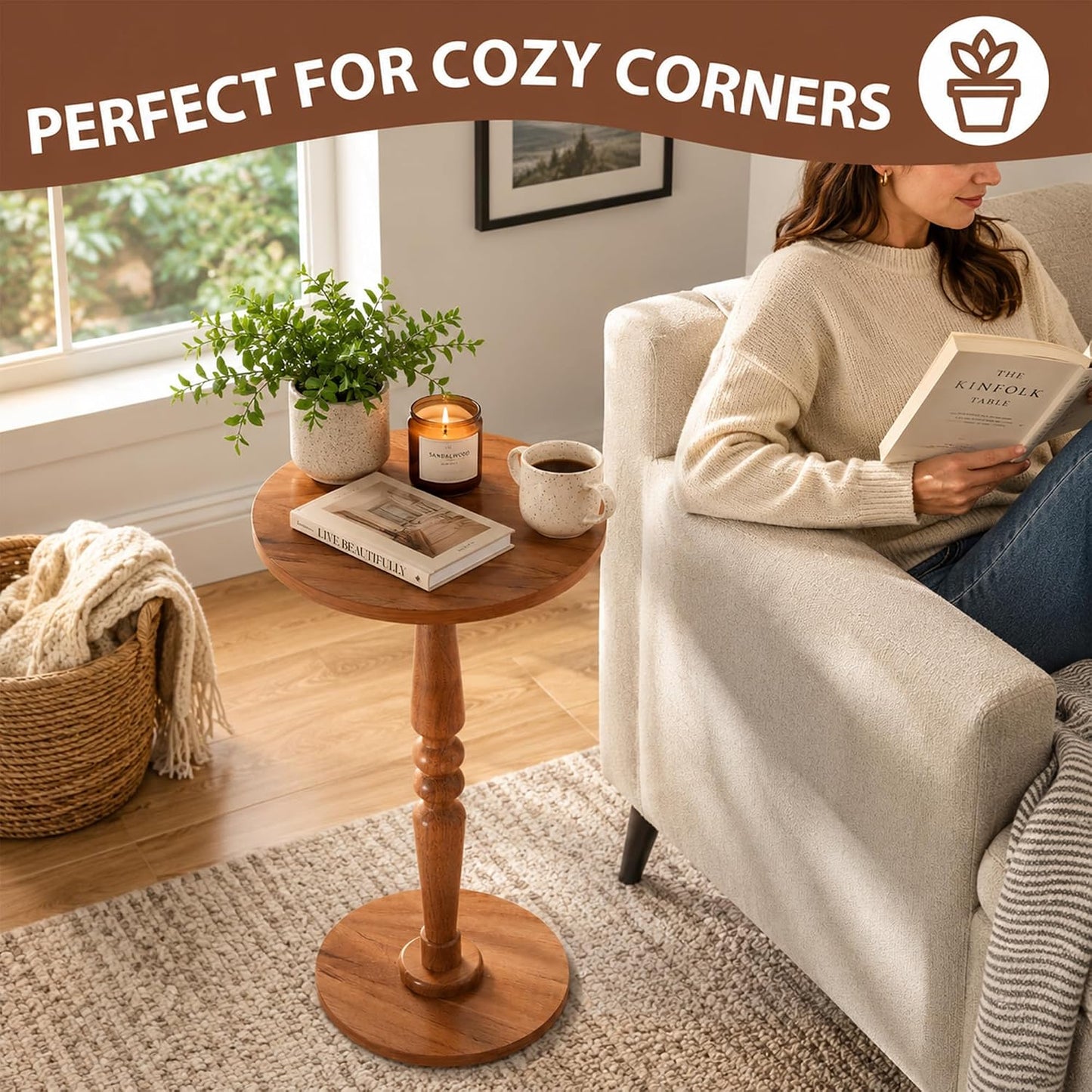 Modern Accent End Table / Natural