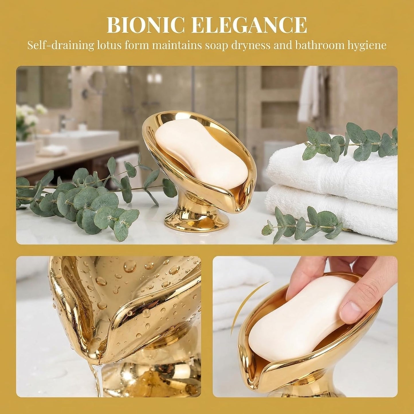 Metallic Glossy Ceramic Soap Holder / Golden