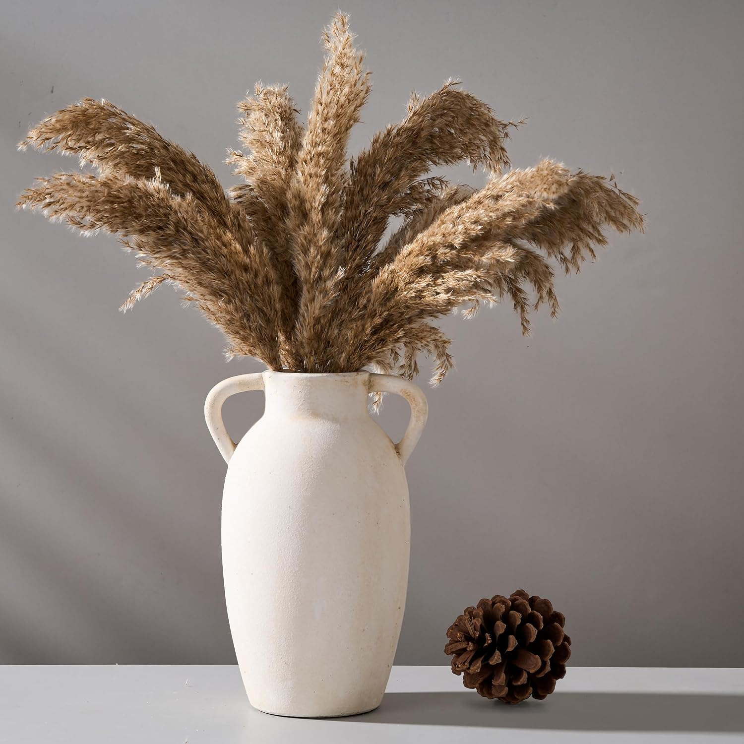 Rustic Vase / Ceramic Vase / Beige-9.84 / 9.84 Inch