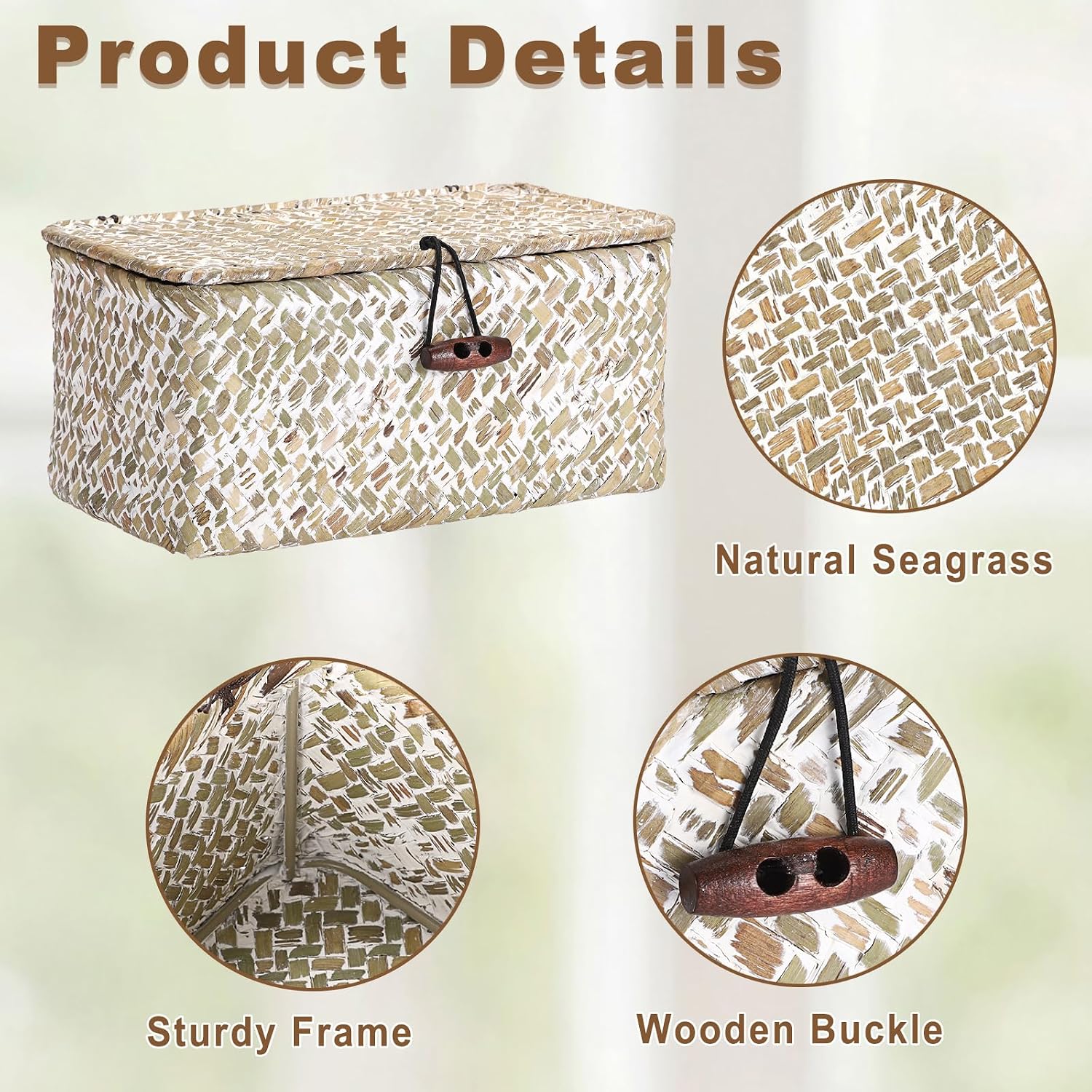 Mini Seagrass Basket / 7.0 x 4.3 x 3.3 / Whitewash Color