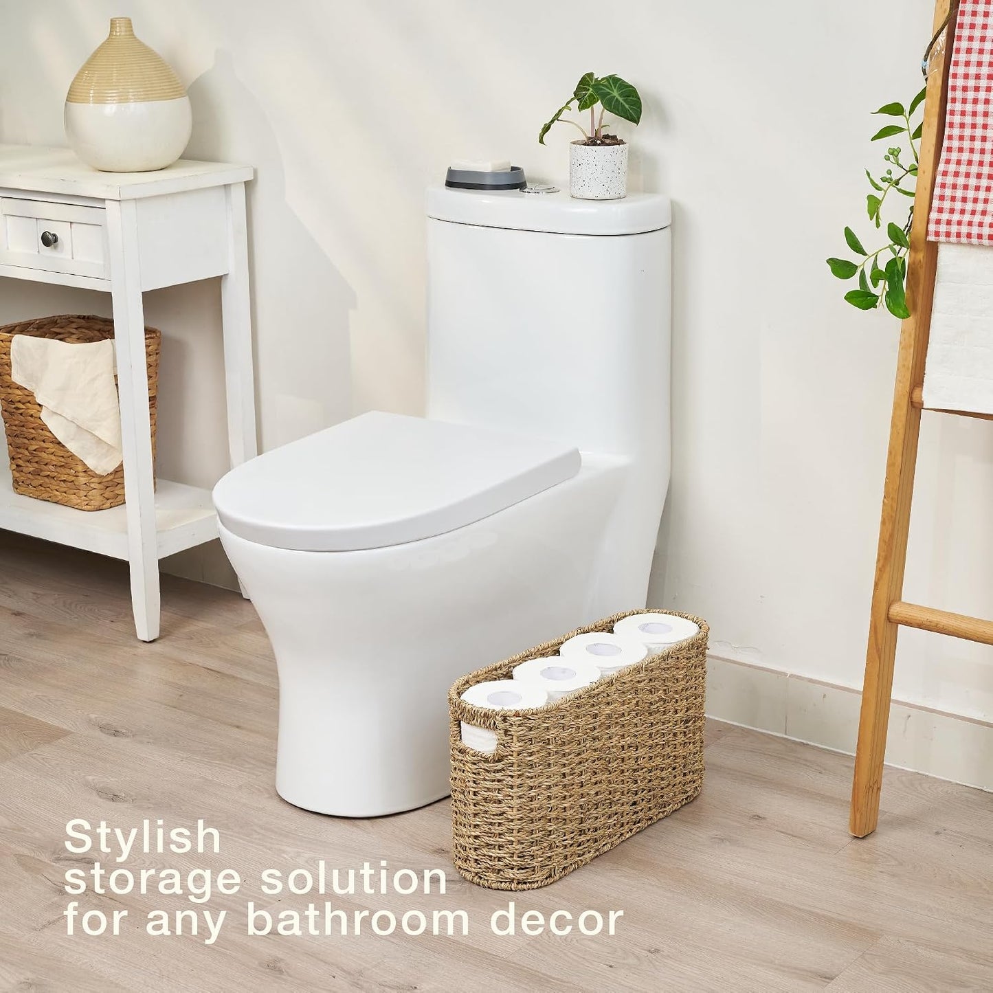 Seagrass Toilet Paper Storage Basket / Natural Seagrass / 6 Mega Rolls