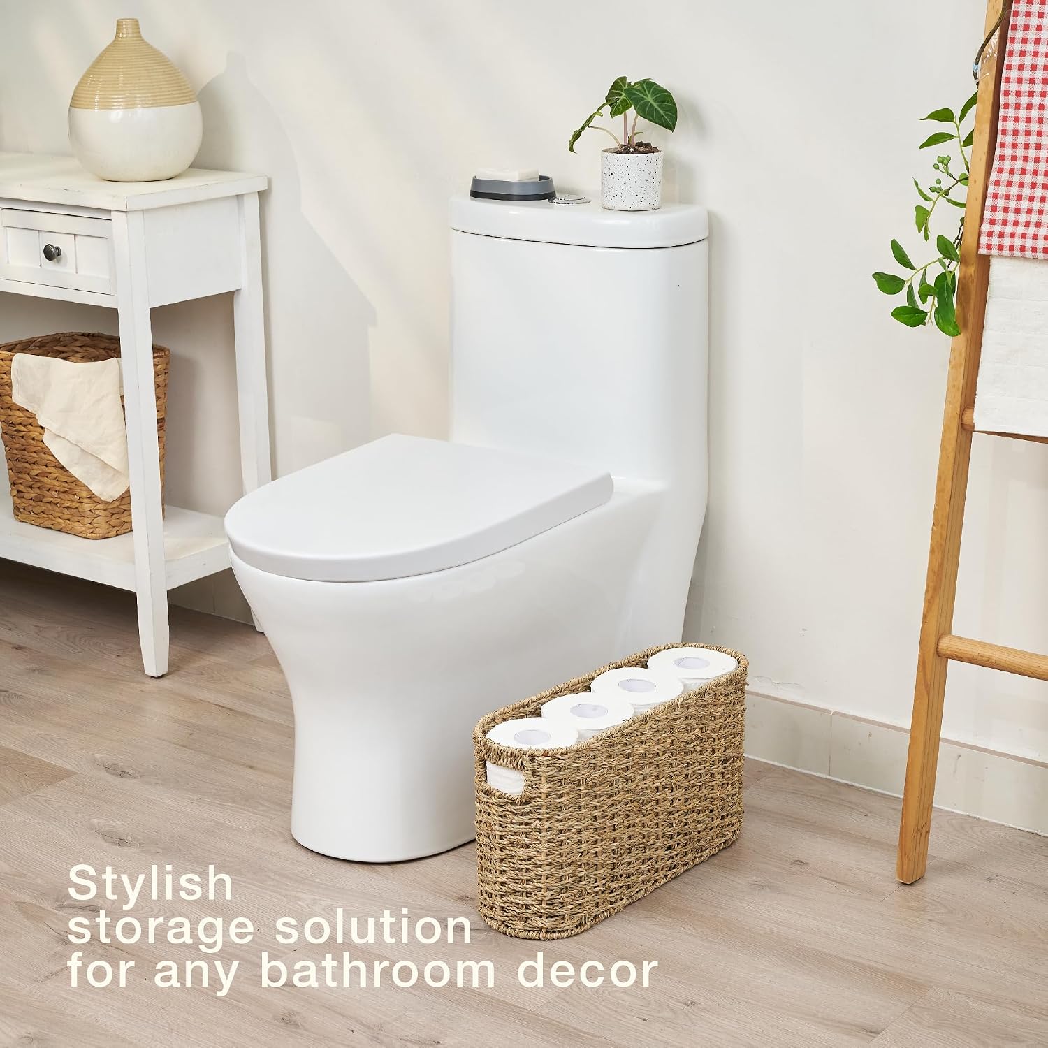 Seagrass Toilet Paper Storage Basket / Natural Seagrass / 6 Mega Rolls