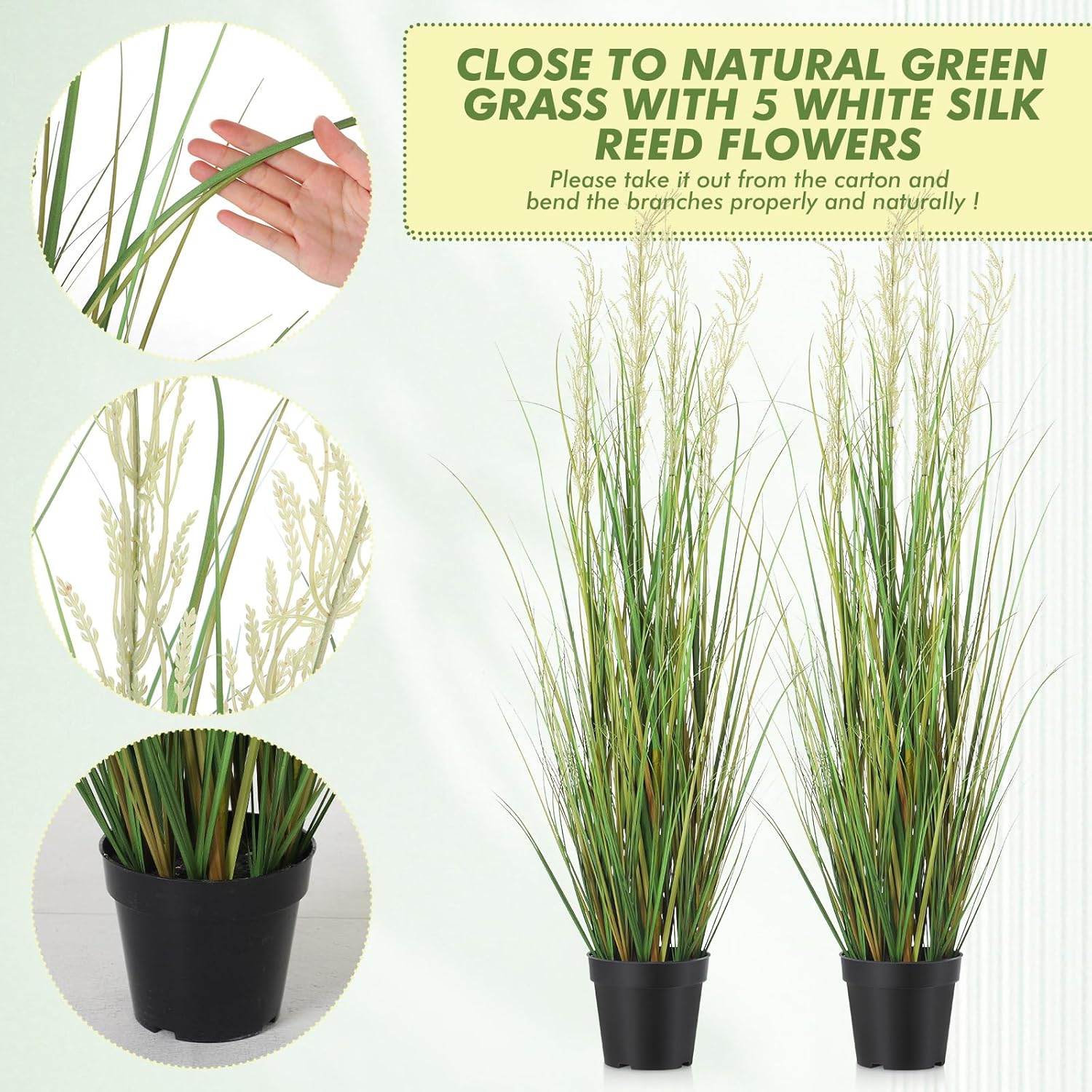Tall Artificial Grass Plant Potted Artificial Greenery Floor Plants Faux Pampas / 4 Ft / Set of 4