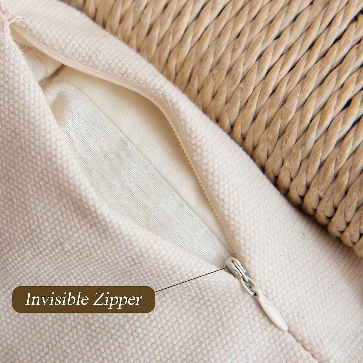 Decorative Boho Neutral Pillow / 18 x 18 / Single Stripe / Set of 2