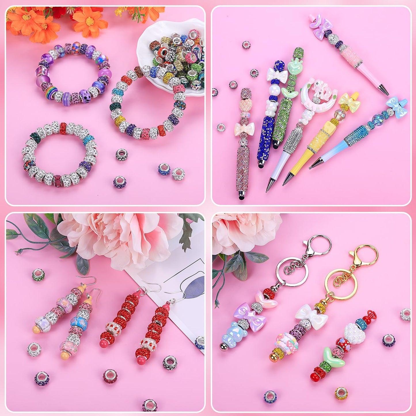 Colorful Glass Charm Beads Set / Mixed Pack By Color / Set of 216