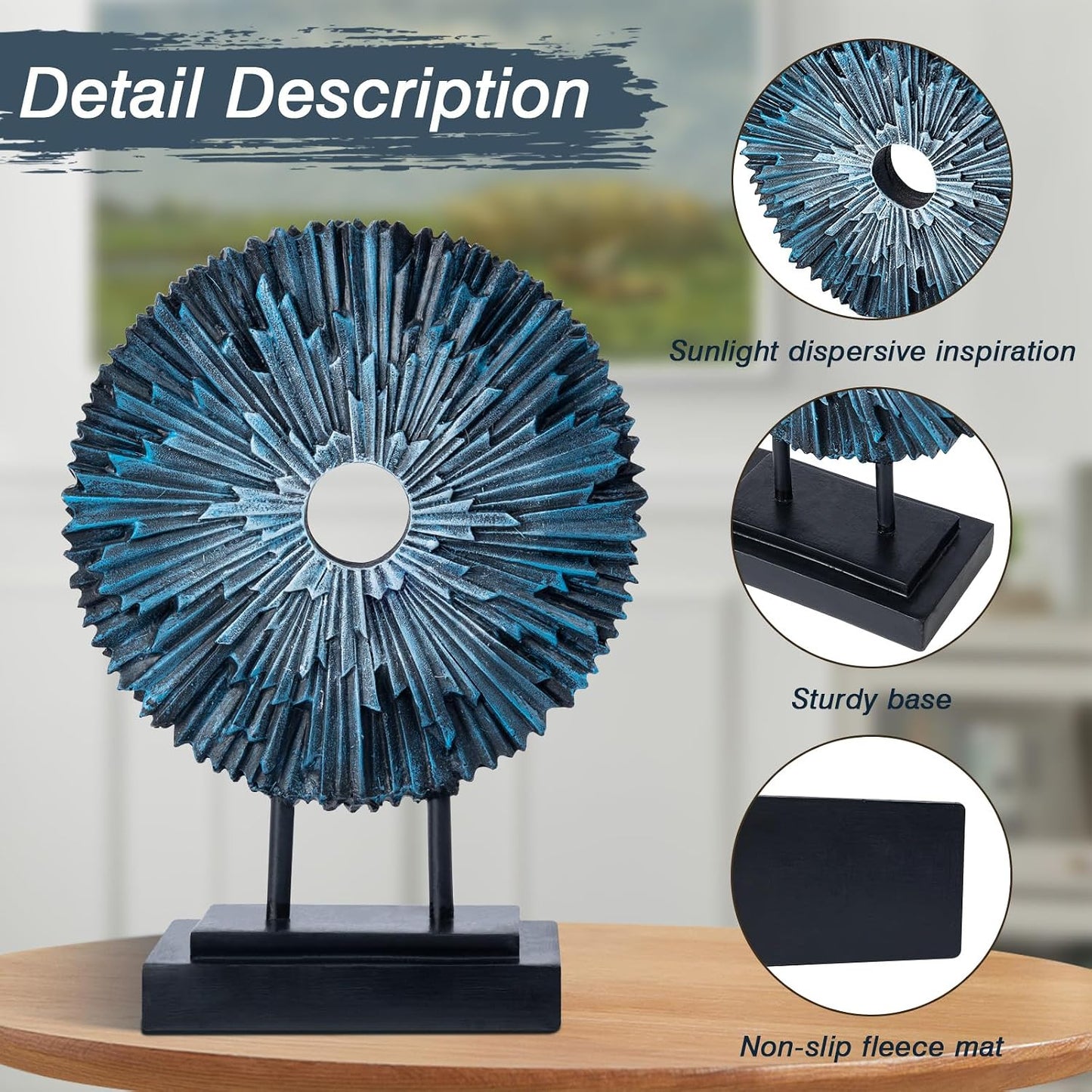 Round Statue HomeDecor Kitchen / Silver&blue