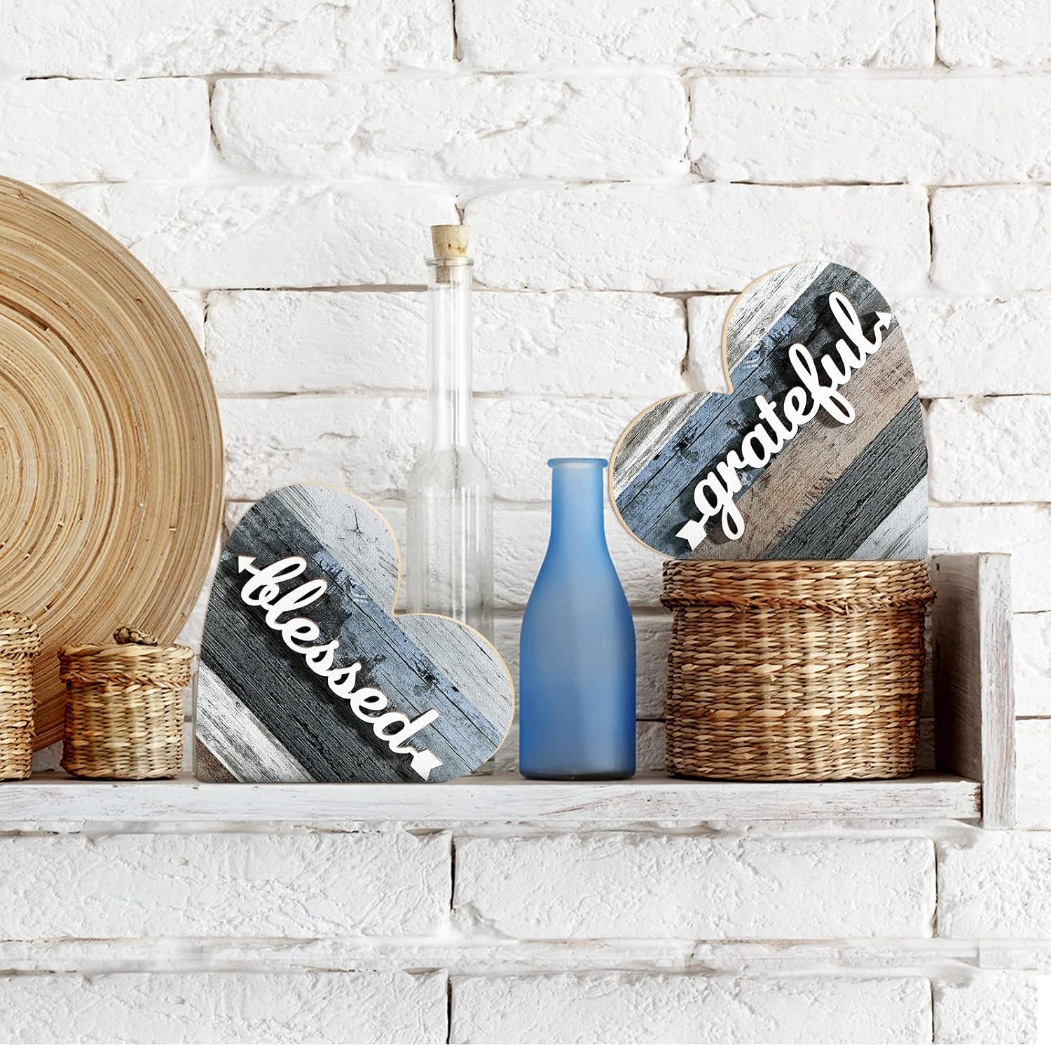 Farmhouse Knick Knacks Christian Table / Grateful Style / Set of 2