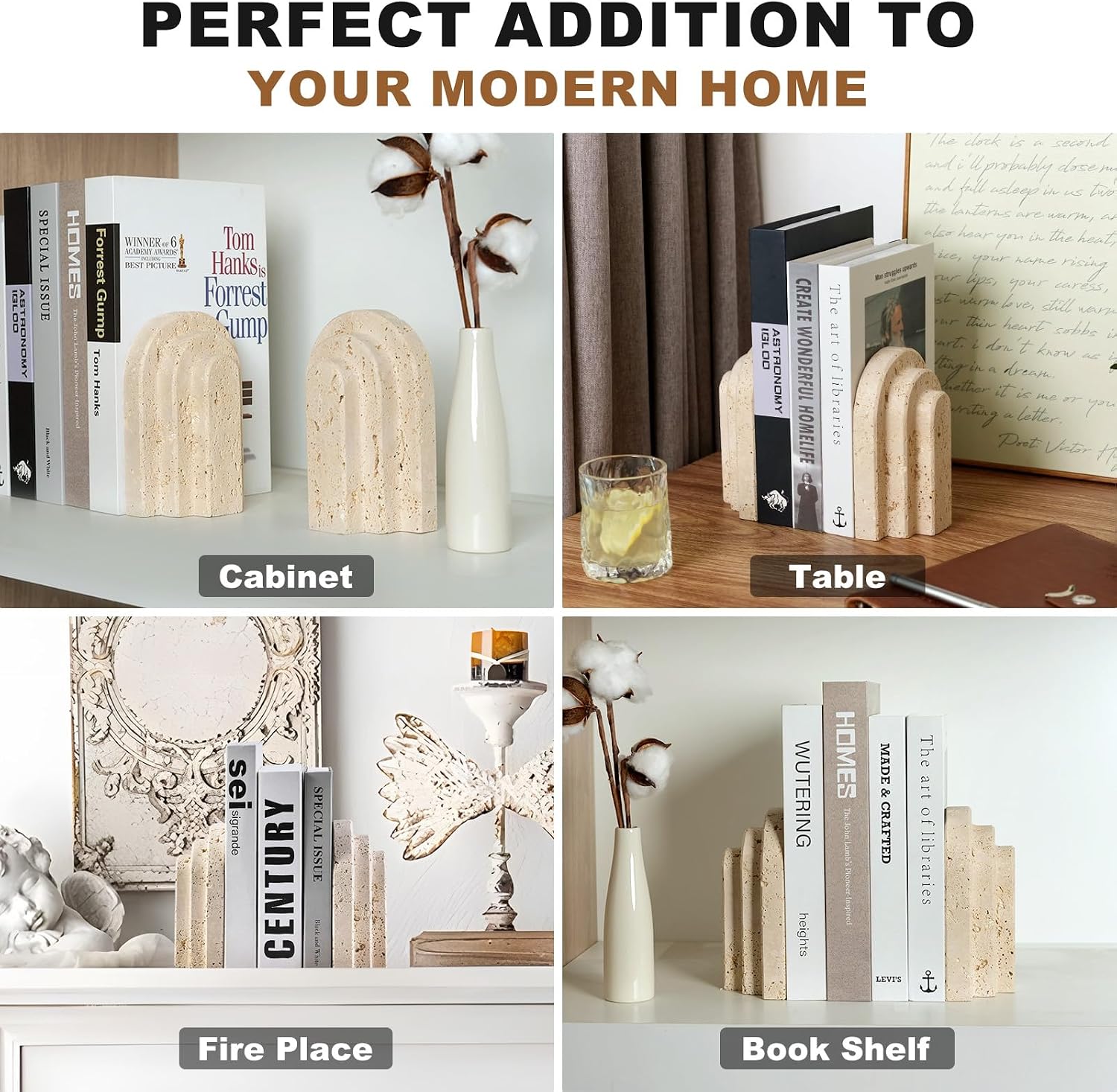 Heavy Duty Bookends / Arched-beige