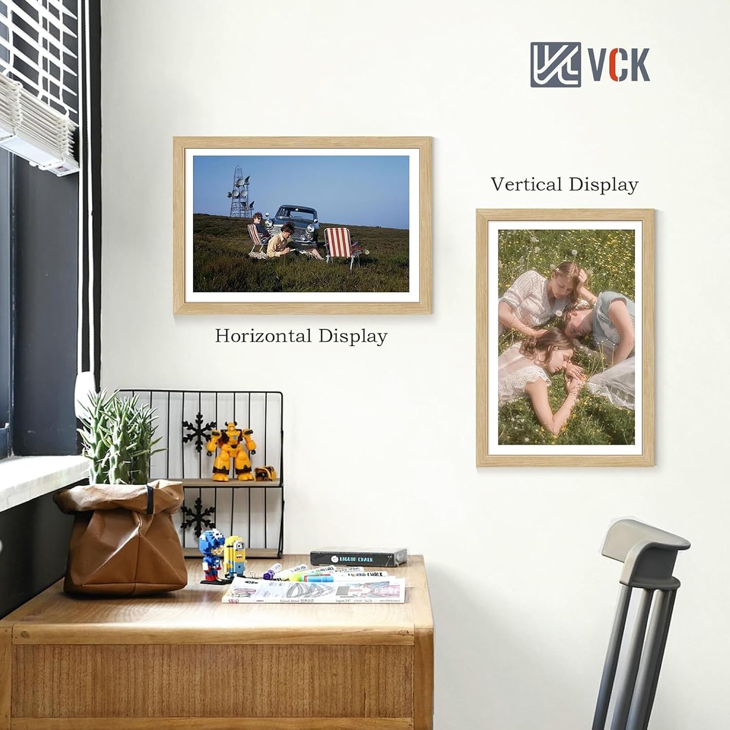 VCK 16x24 Frame Oak 4 Pack, Wide Thick Wood Border, for Poster/Prints | Exclusive Woodgrain, Wall Hanging, HD