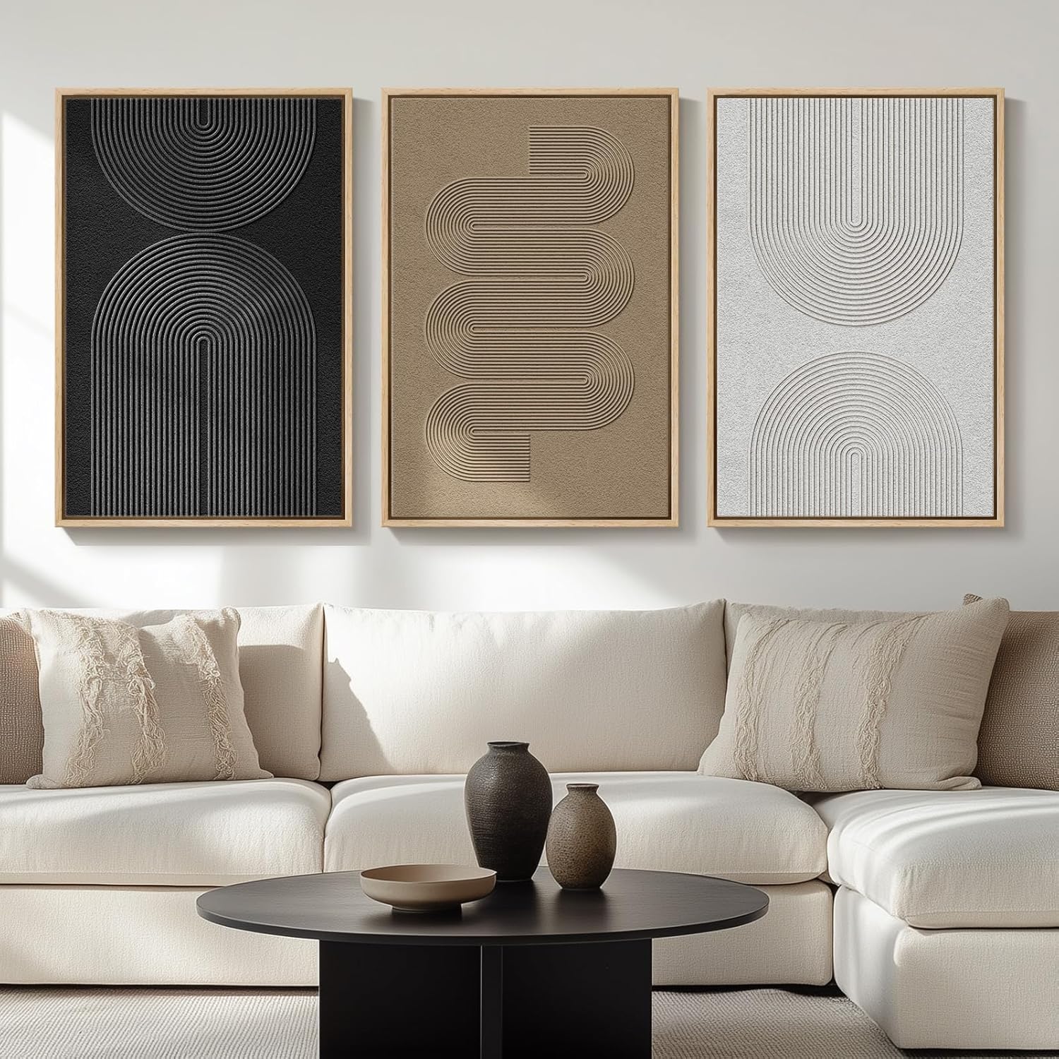 Large Wood Abstract Wall Art for Living Room, Modern 3D Artwork for Walls