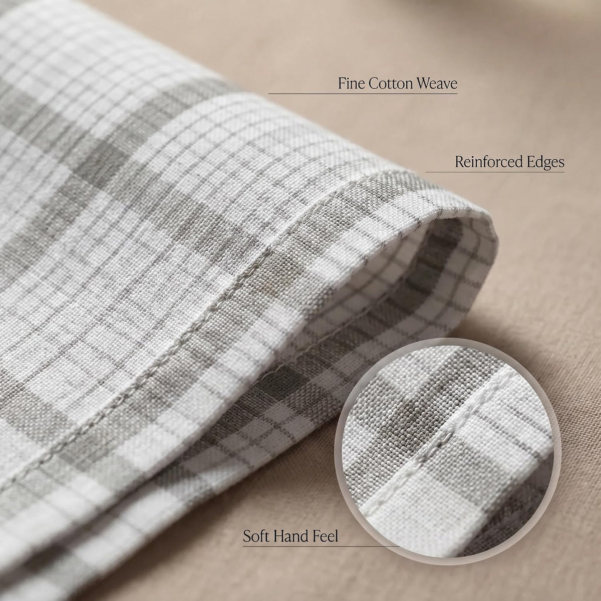 Urban Villa Cloth Napkins Cotton 20x20 (Set of 12) Tiny Checks