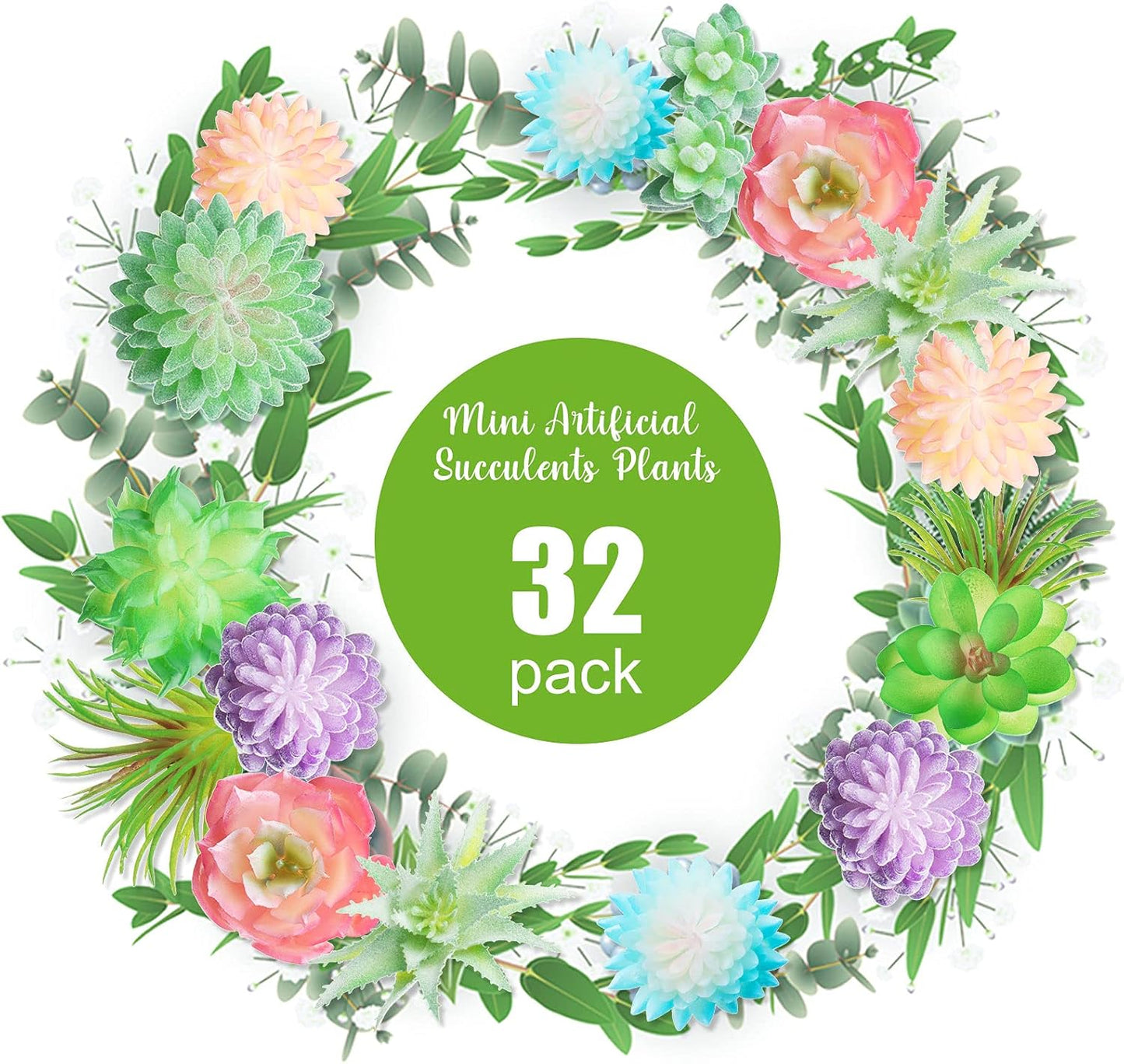 Mini Artificial Succulents Unpotted Realistic Artificial Fake Plants Colorful Faux / Set of 32
