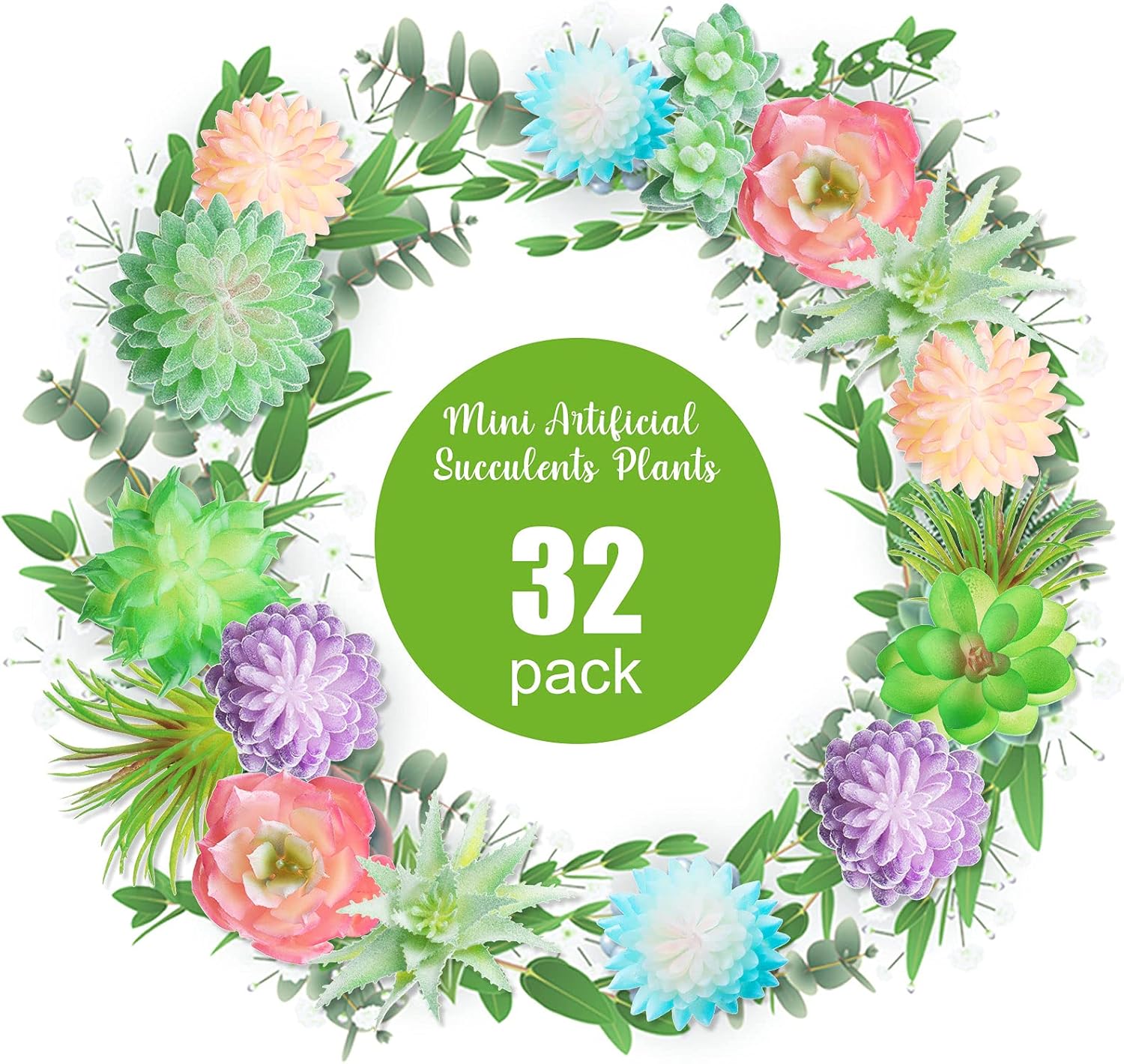 Mini Artificial Succulents Unpotted Realistic Artificial Fake Plants Colorful Faux / Set of 32