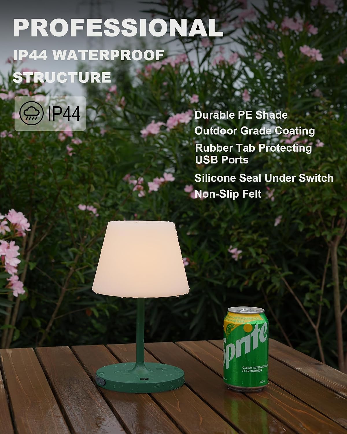 WEILAILUX Outdoor Battery Operated Table Lamp Waterproof, 4000mAh Cordless Table Lamp Rechargeable, Touch Dimmable Desk