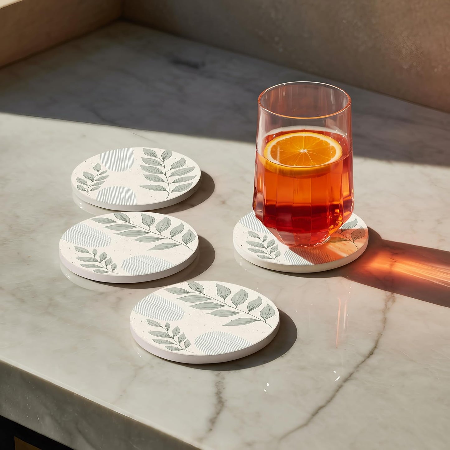 Holder / Modern Marble Look / Leaves 1 / Set of 4