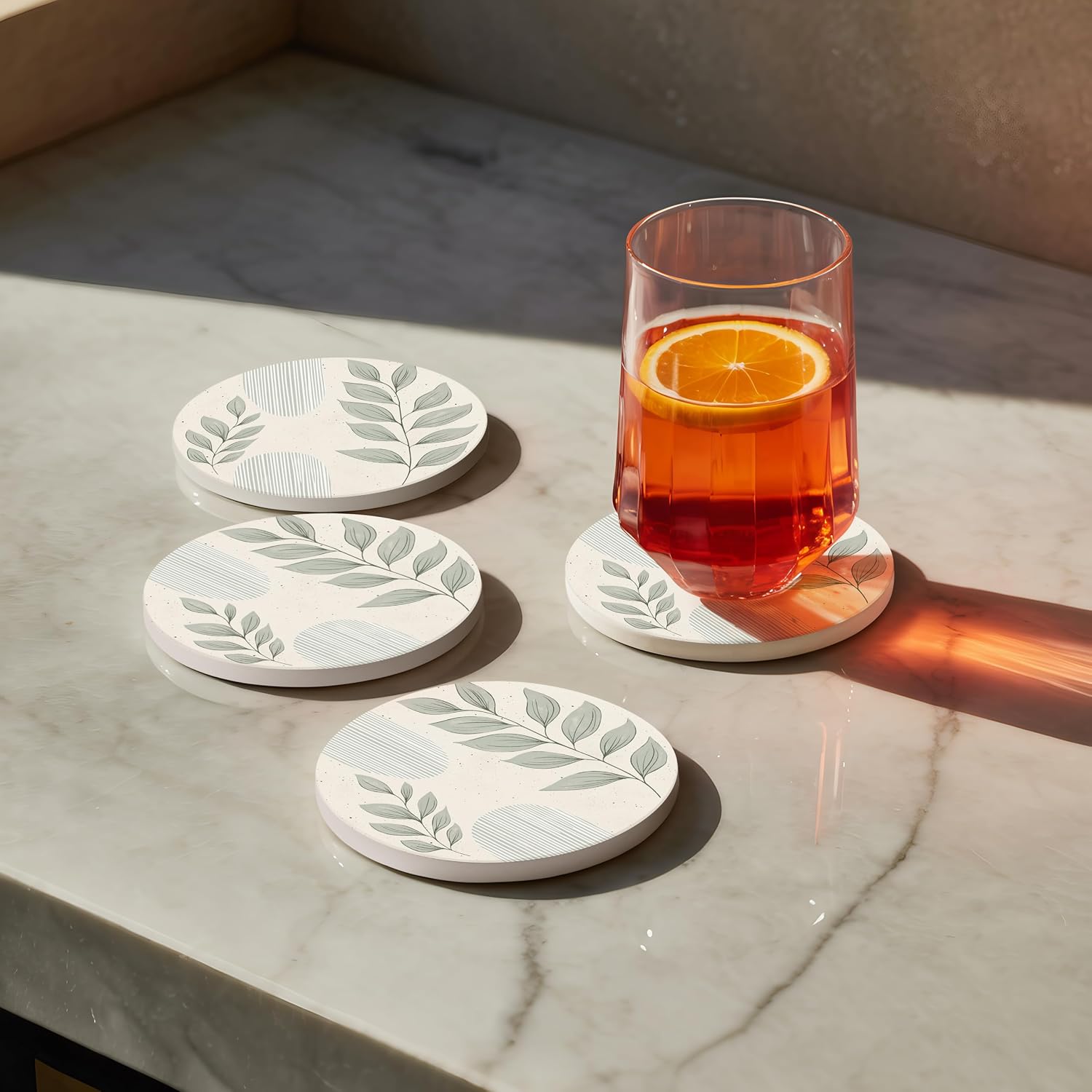 Holder / Modern Marble Look / Leaves 1 / Set of 4