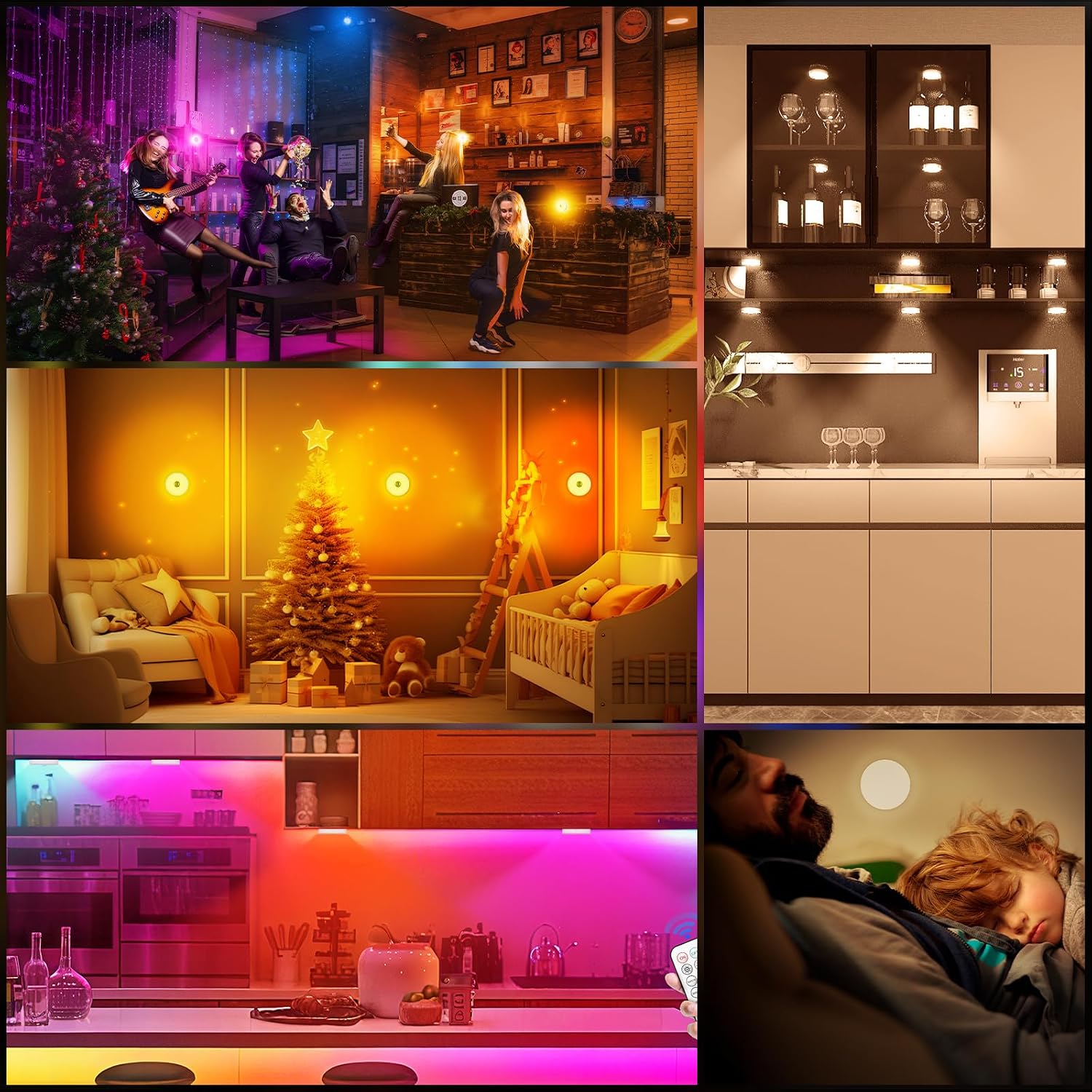 Rechargeable Puck Lights with Remote Control, 12 Color Changing Under Cabinet Lighting, Wireless RGB tv Led lights for