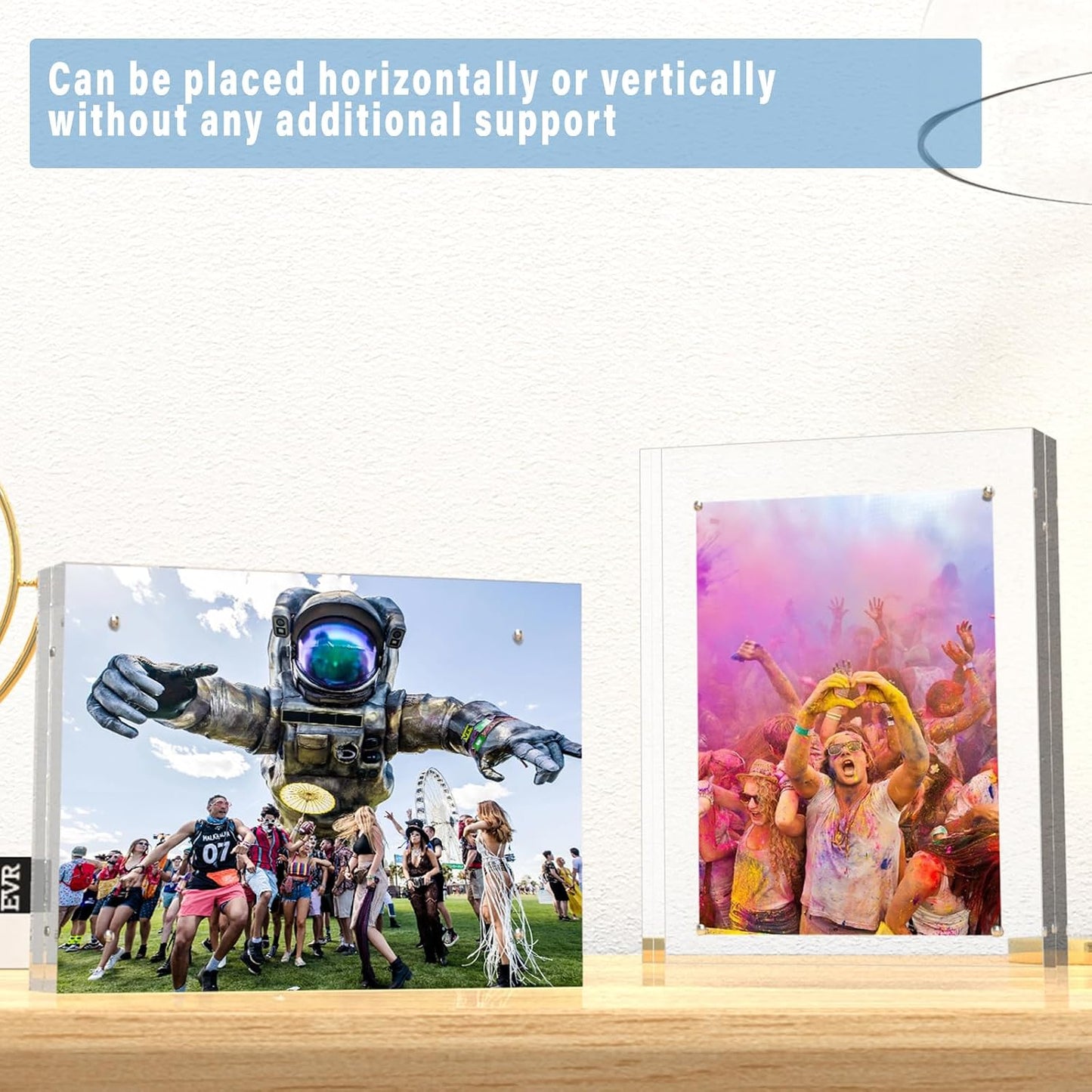 HELPLEX Acrylic Frame, 2 Pack 8.5x11 Acrylic Picture Frames, 24mm Thicker Frameless Clear Double Sided Magnetic Frame