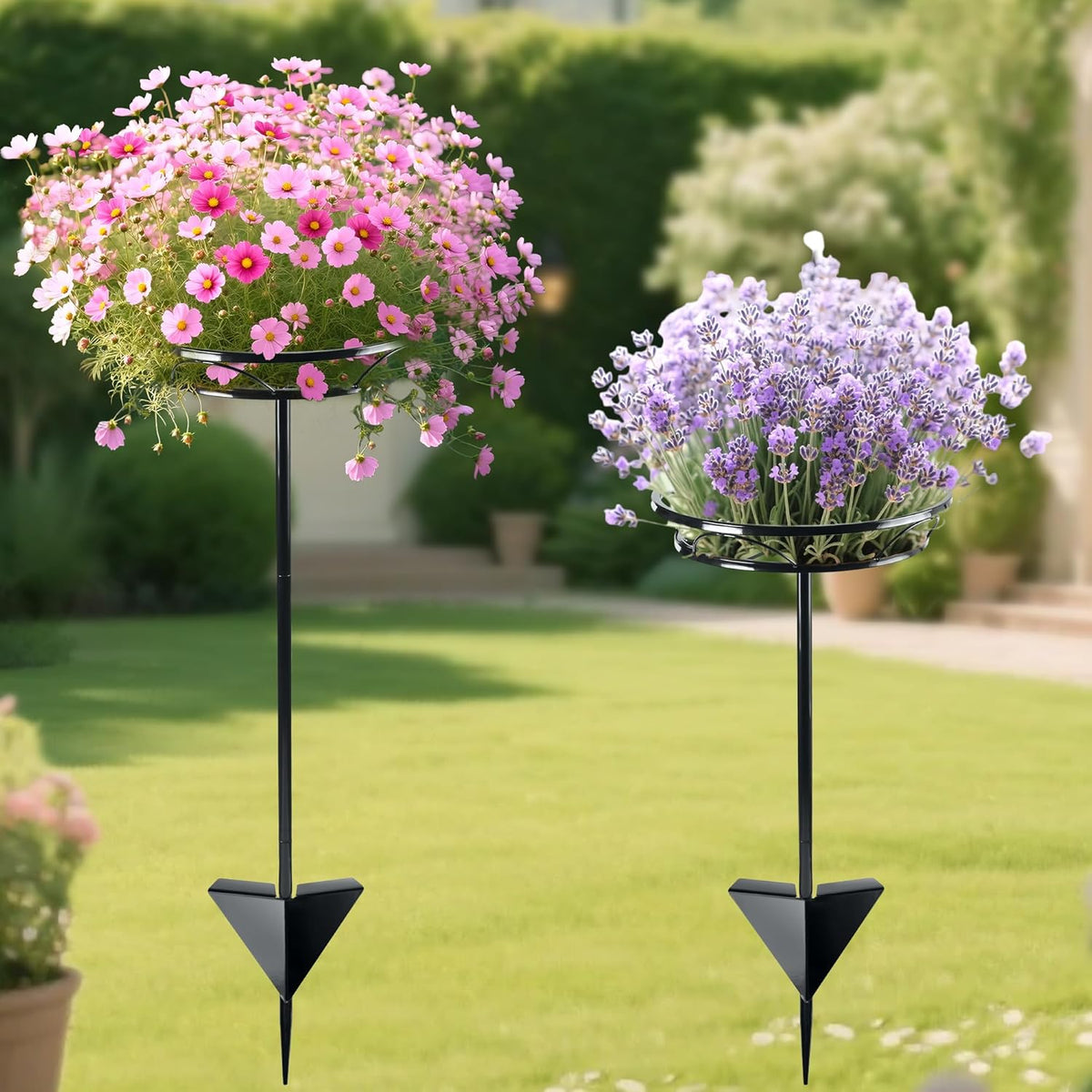 Tellingyou 4 Pack Adjustable Outdoor Flower Pot Stand, Plant Stands(Black) | Metal, Spring Summer Versatile Plant