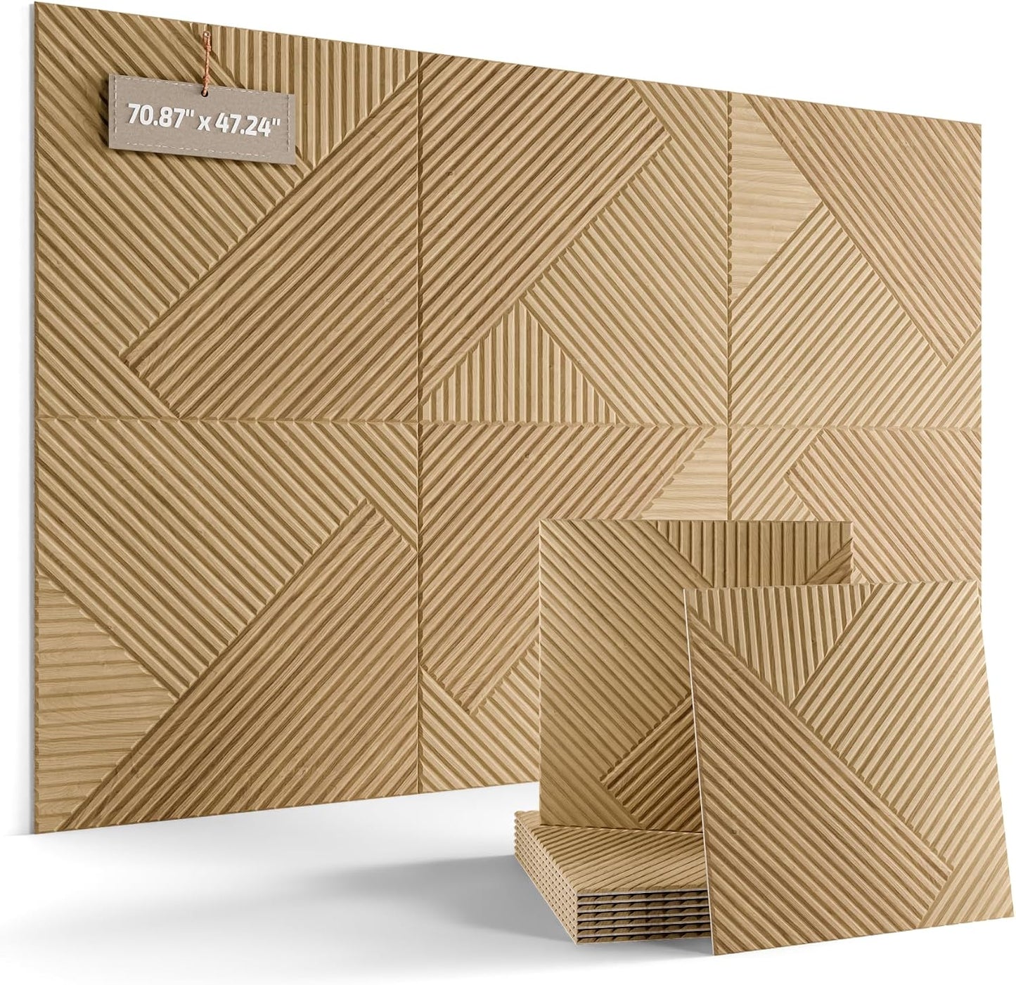 Fluxynara 6-Pack Felt Bulletin Board,Natural Oak Diamond Chevron-1
