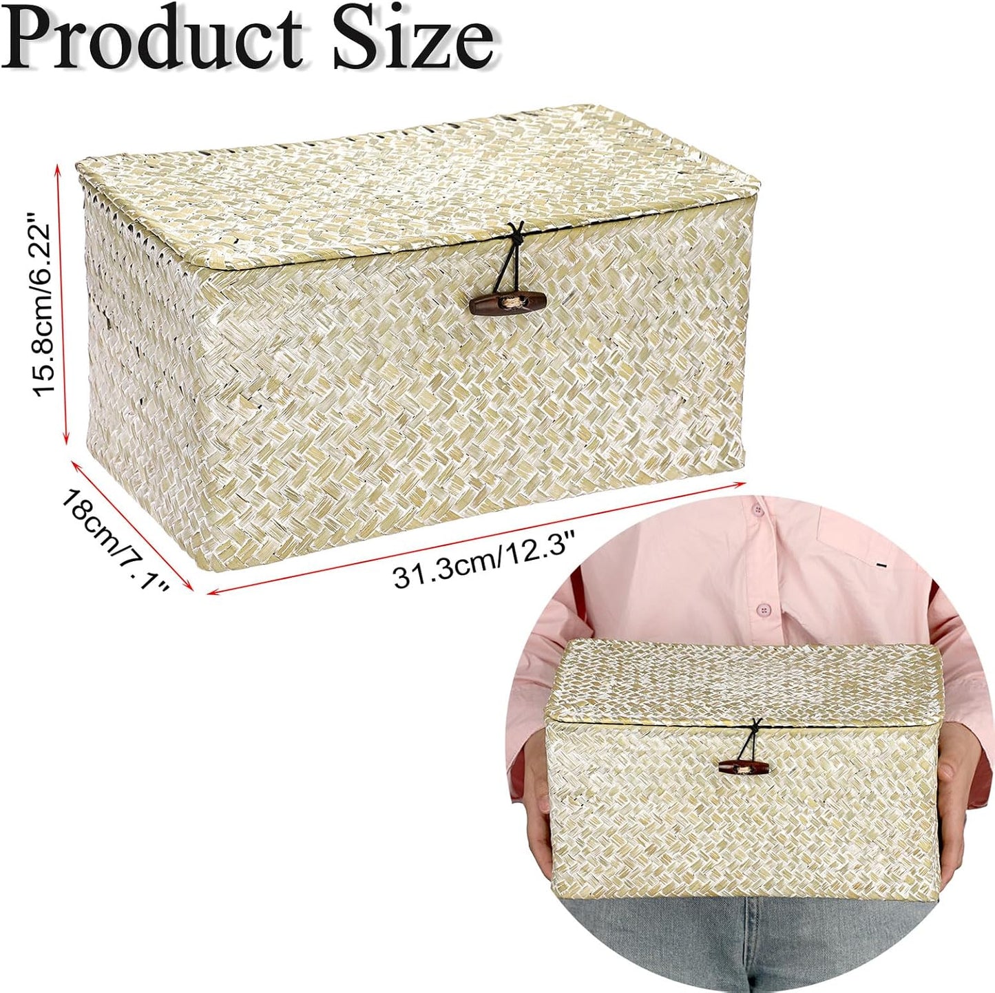 Seagrass Storage Basket Bins / Medium / Whitewash