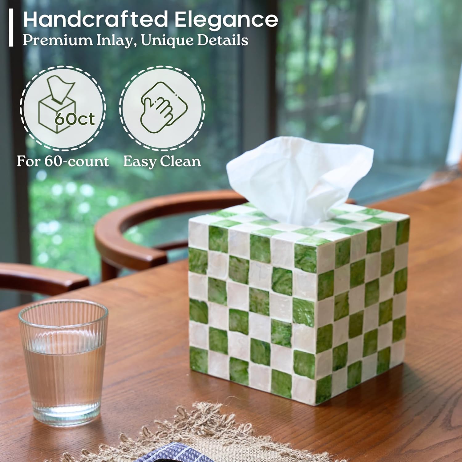 5.5" Tissue Box Cover / Pistachio Green / Square