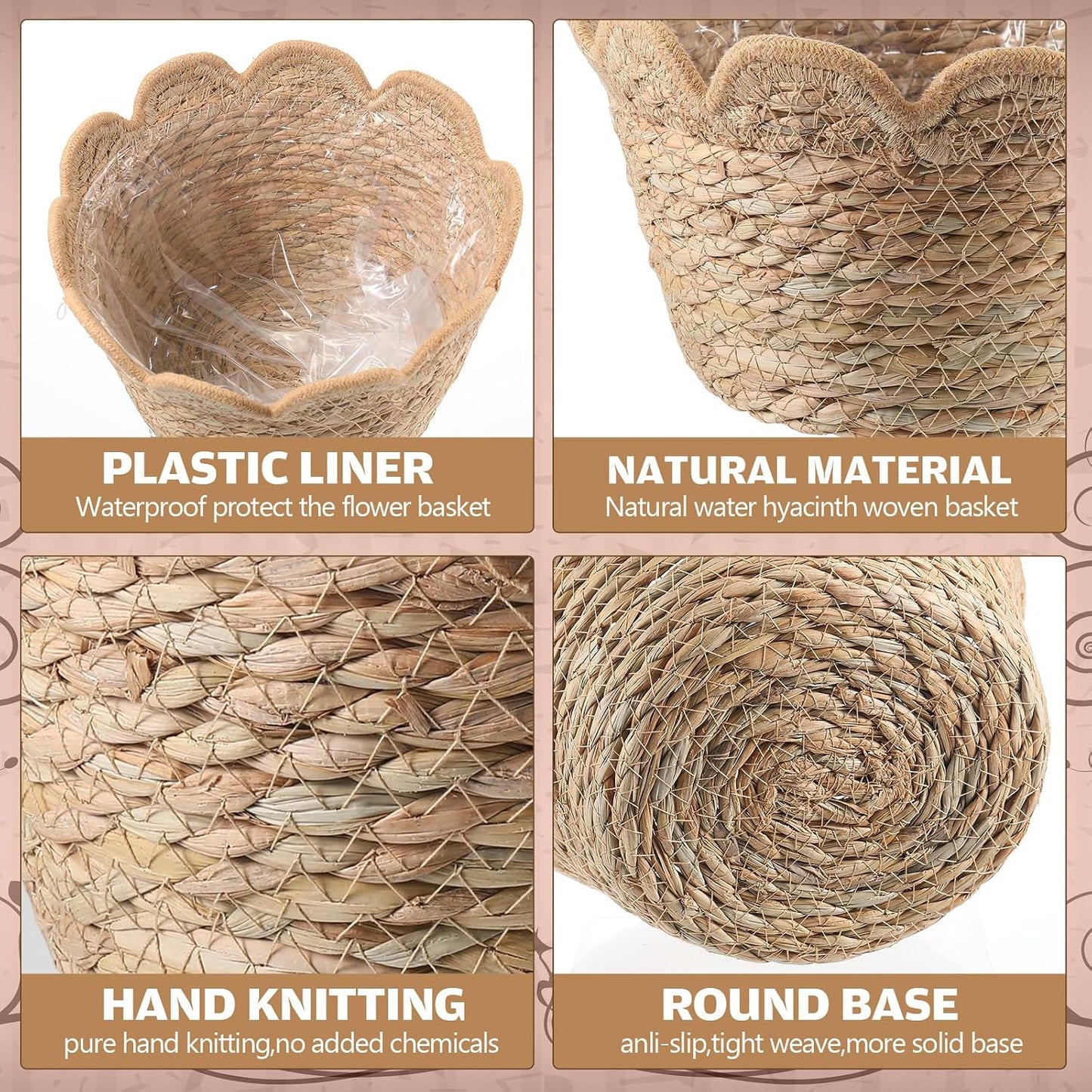 Scalloped Seagrass Plant Basket / Medium / Set of 6