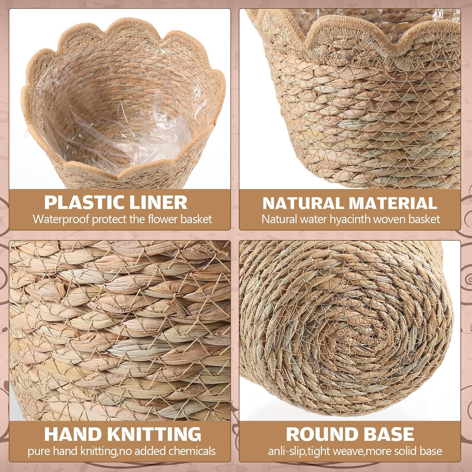 Scalloped Seagrass Plant Basket / Medium / Set of 6
