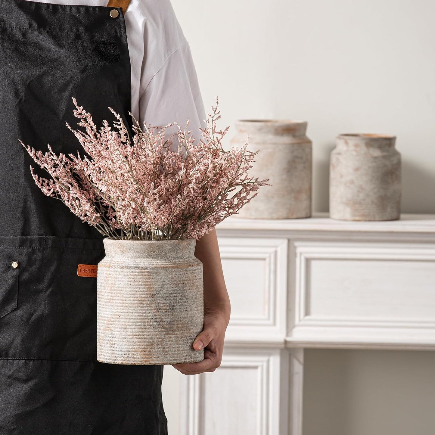 Ceramic Flower Vase Farmhouse Rustic Vase / 01-m-terra / 7.5 Inch