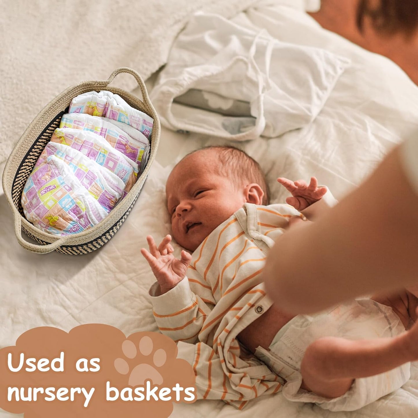 Small Woven Baskets for Organizing Rope Storage Basket / Black&beige