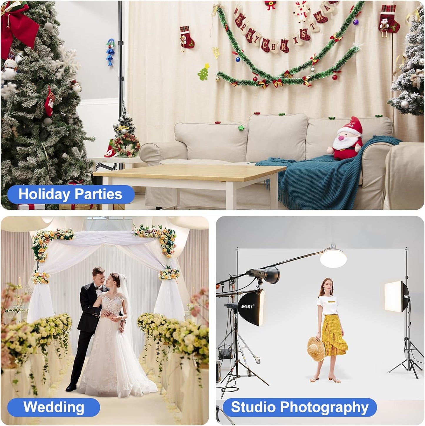 Backdrop Stand ft Photo Studio Adjustable Background Stand Support kit / 10 x 7 / Ft / Black