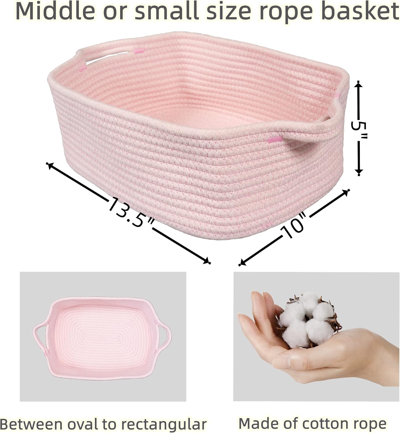 Woven Cotton Rope Storage Basket / Light Pink