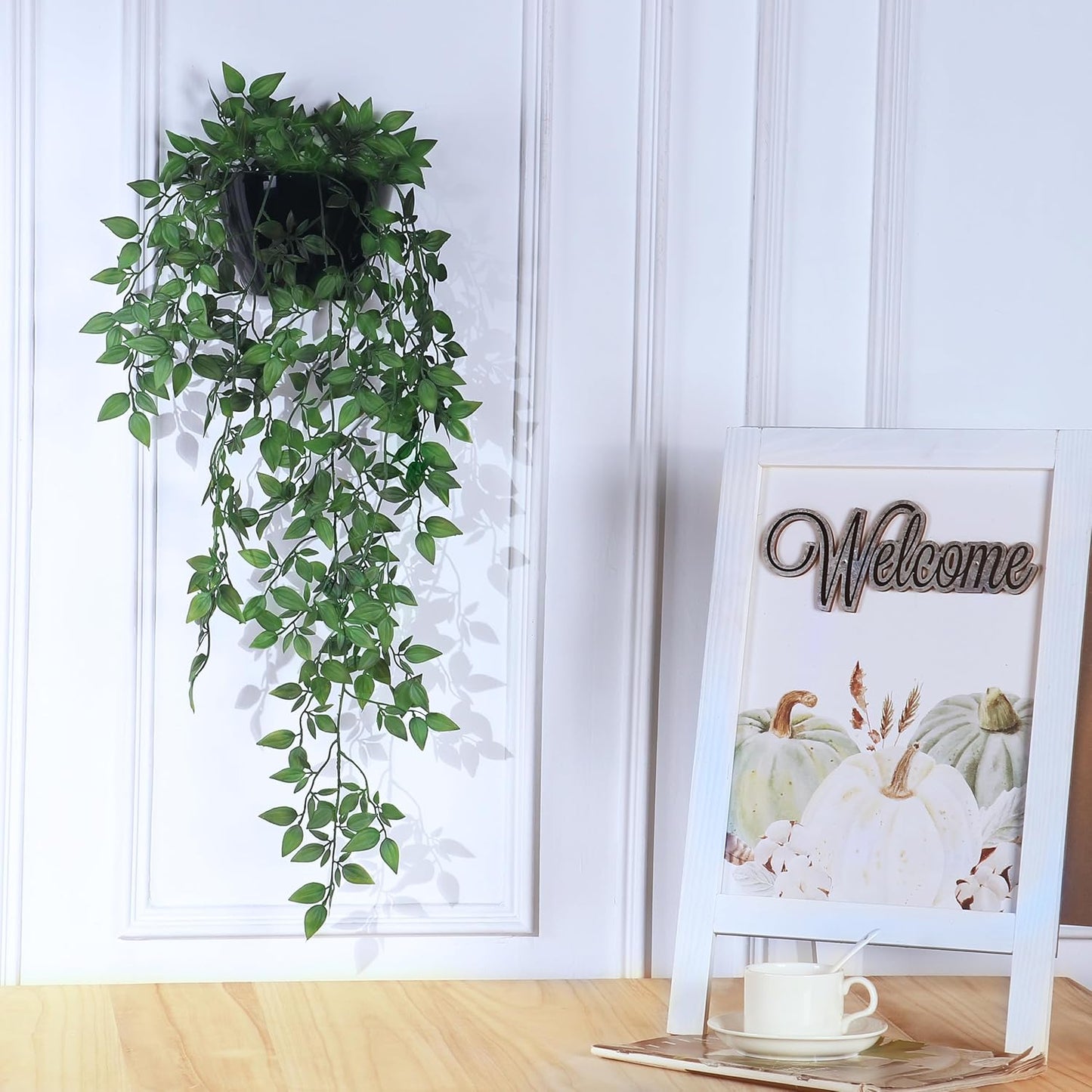 Artificial Hanging Plants / 5.8"dia-wall Planter / Set of 2