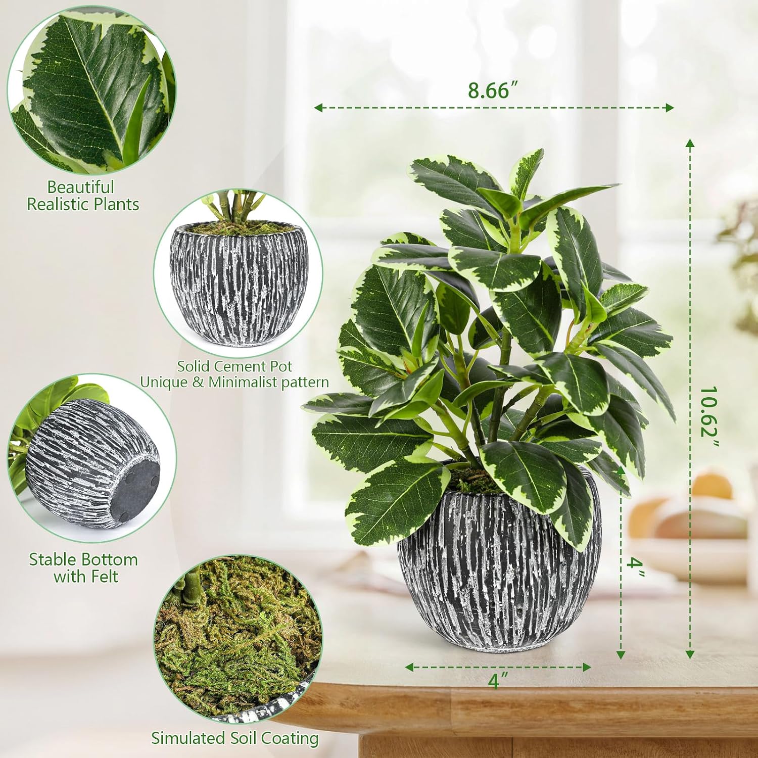 Faux Variegated Oak Leaf Plant / Green#02