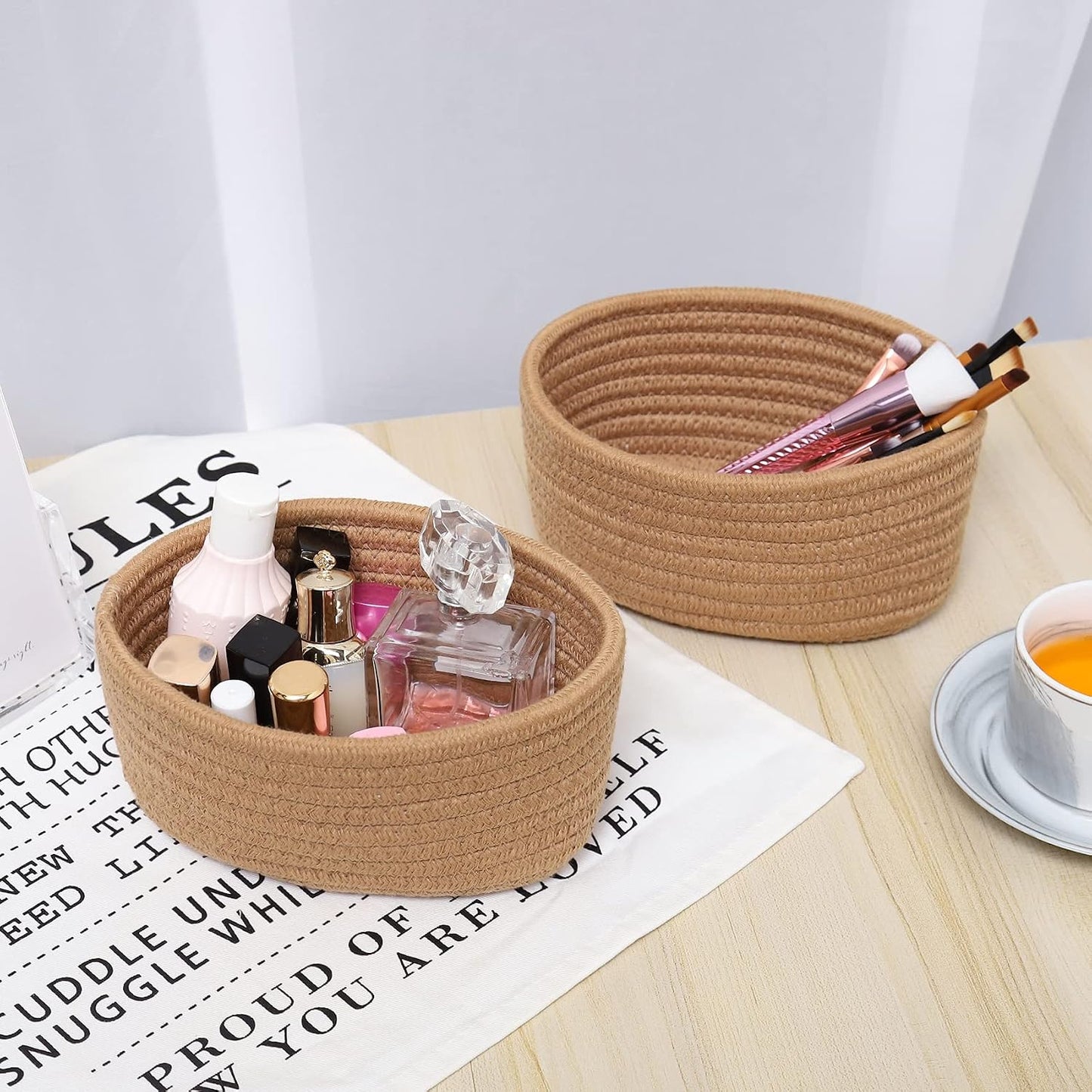【 】 Small Woven Baskets / Brown / Set of 2