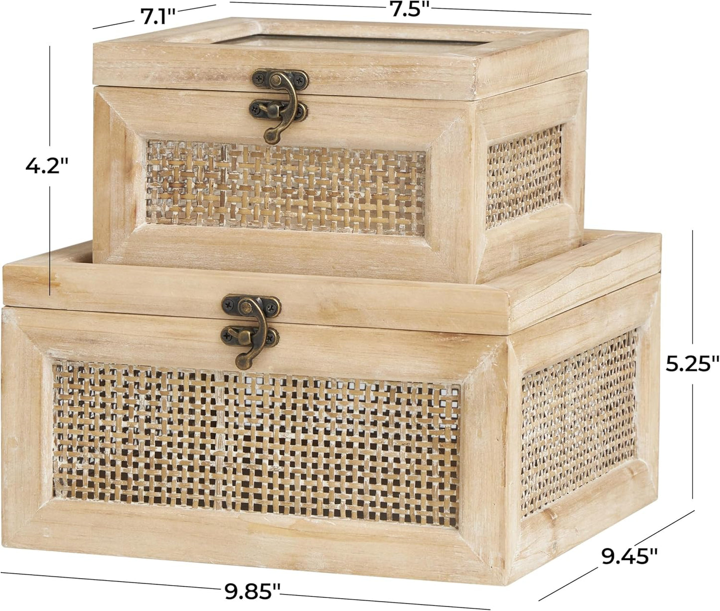 Rattan Side Panels and Hook Closures / 9", 7"W / Bronze