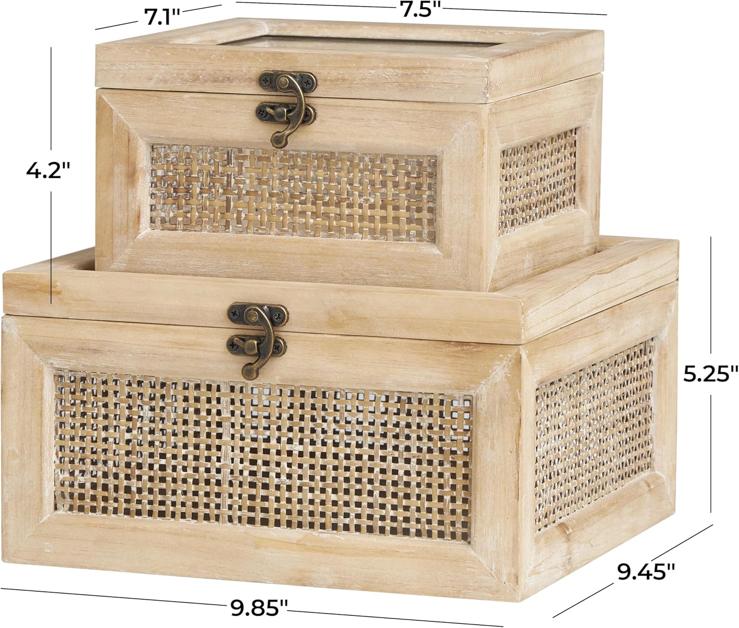 Rattan Side Panels and Hook Closures / 9", 7"W / Bronze