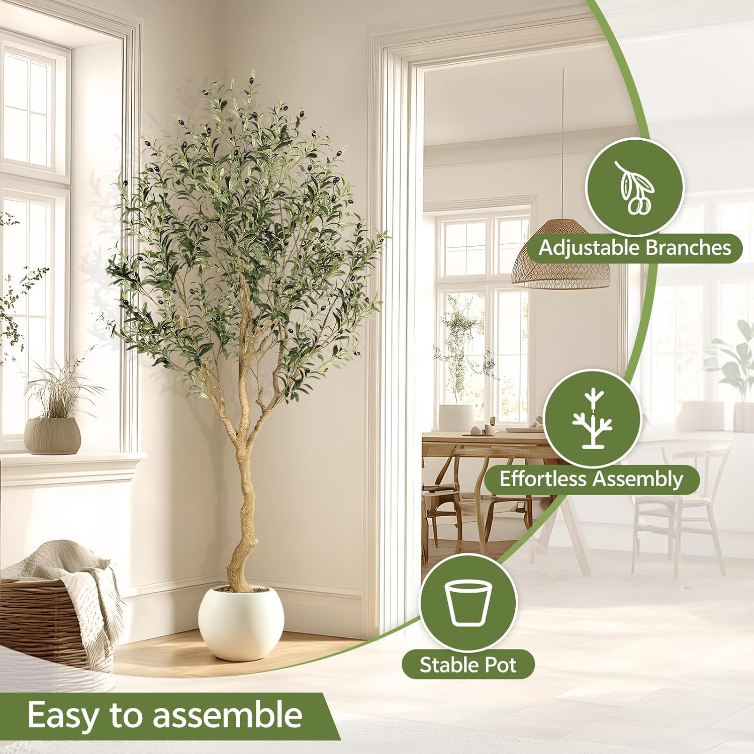 Faux Olive Tree / 7ft / Natural / 7 Inch