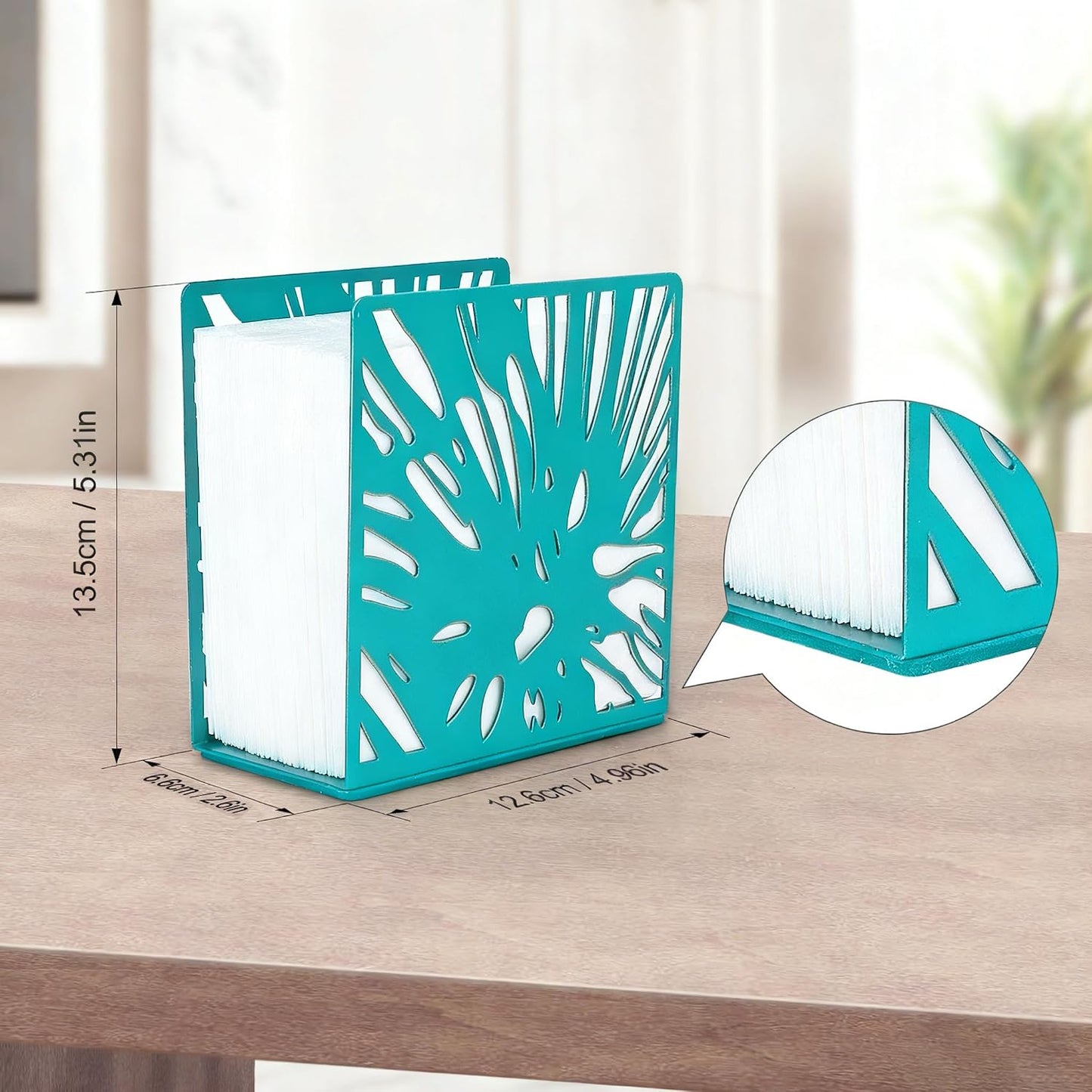 Farmhouse Metal Napkin Holder / Teal