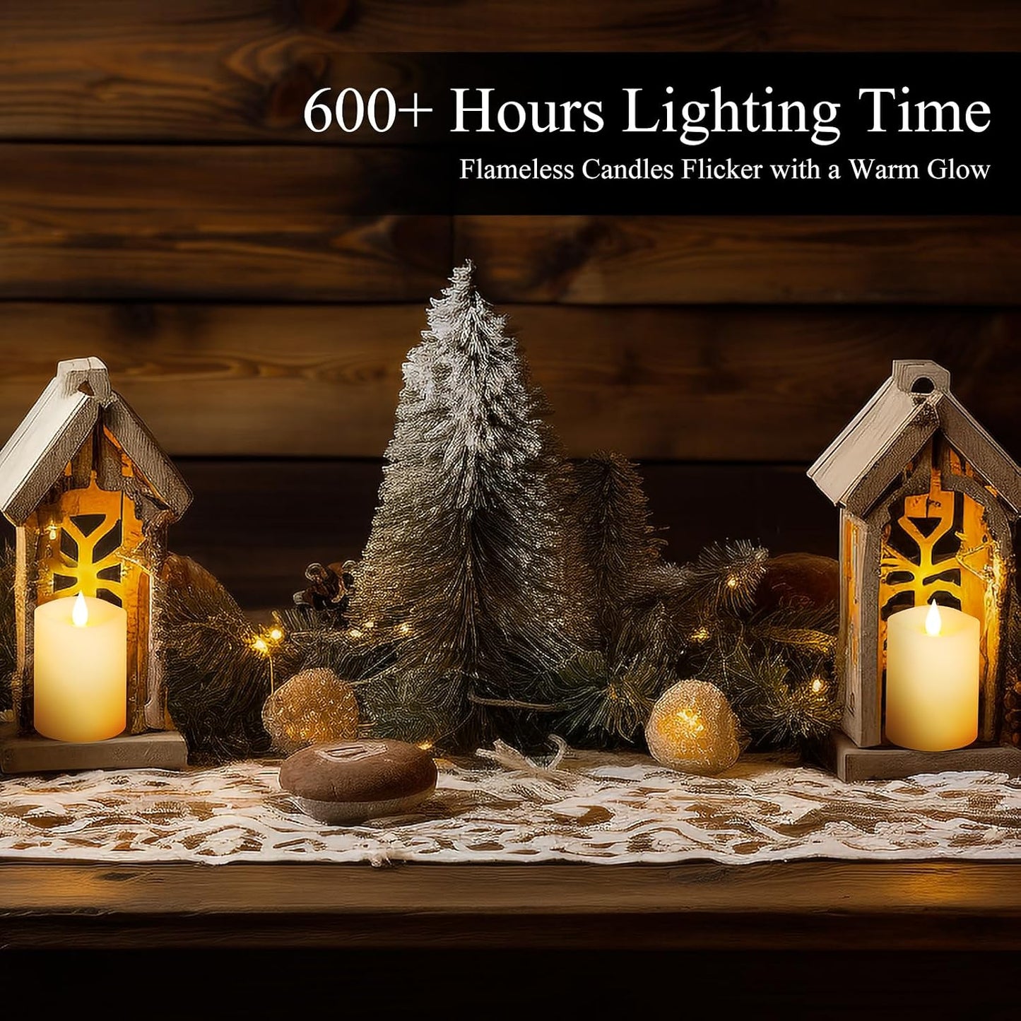 3x4 Flickering Flameless Candles Set of 2,Real Wax LED Battery Candles,with Timer,4 inch Flameless Candles with