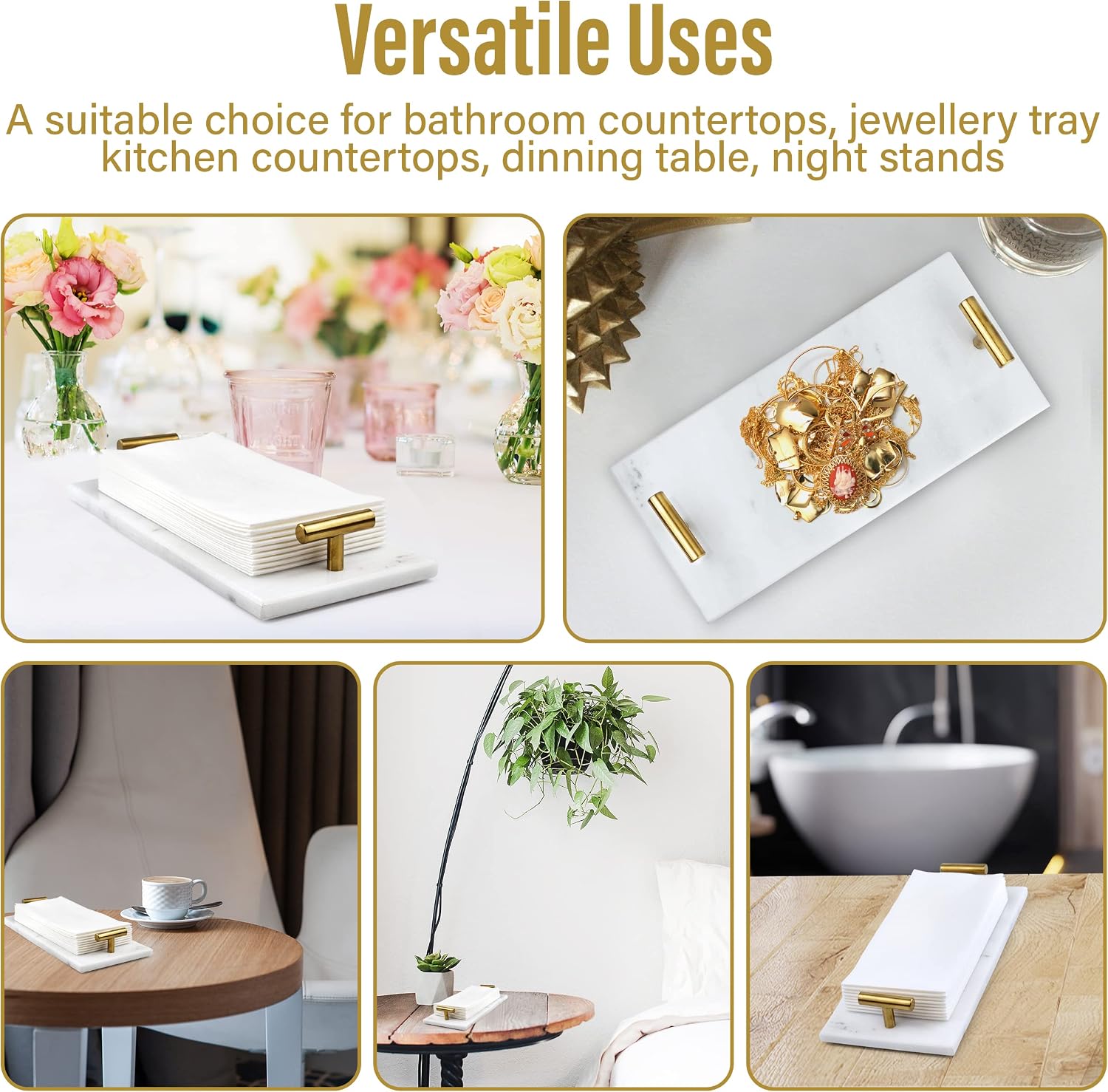 Marble-Tray / Guest Towel Holder Tray / White