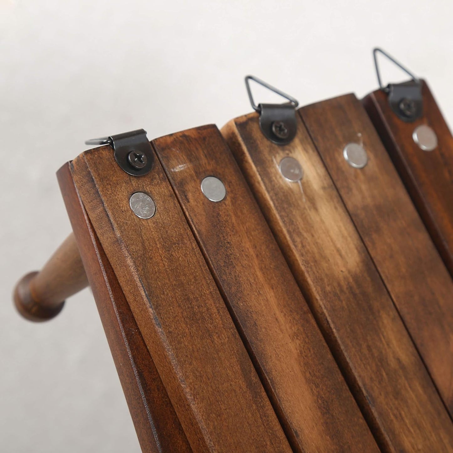 WEBI Accordion Wall Hanger, Wooden Coat Rack Wall Mounted, Hat & Cap Hook Rack, 16 Peg Hooks, Walnut Color