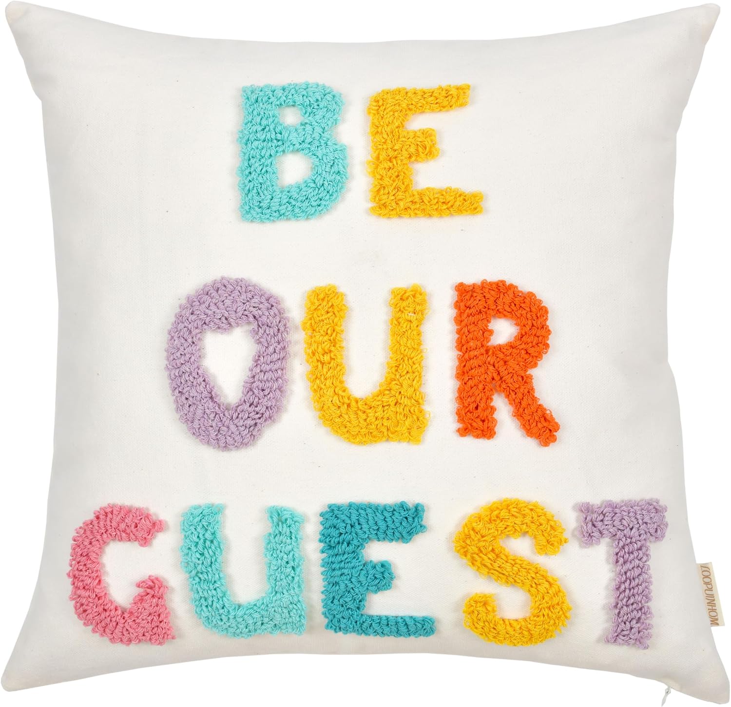 Boho Pillow Covers Decorative Words Tufted Throw Pillow Covers Farmhouse / Be Our Guest / 18 x 18