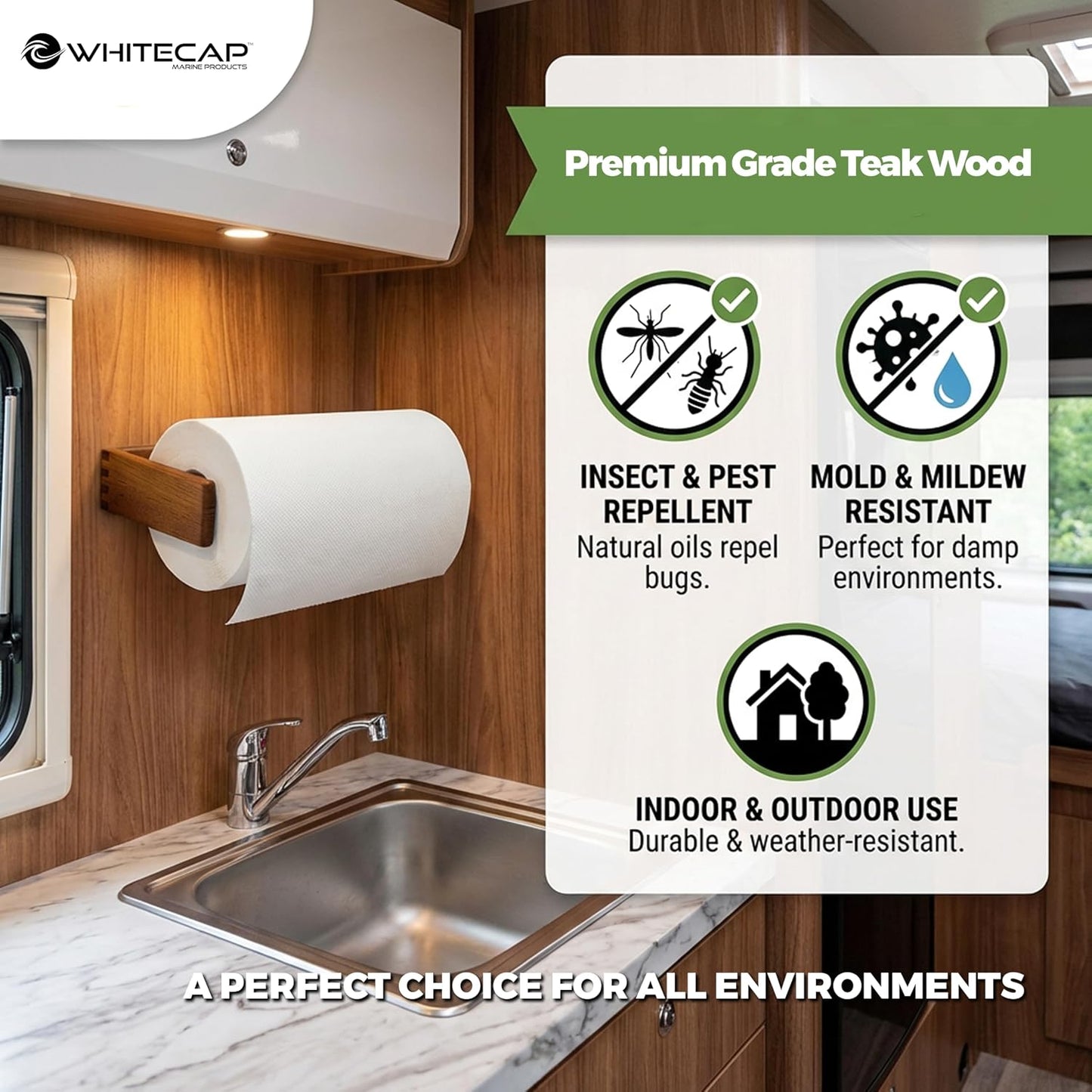 Whitecap Teak Wall-Mount Paper Towel Holder