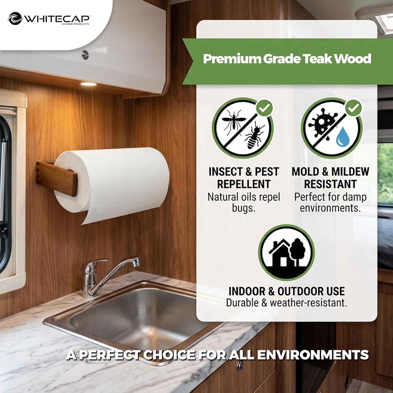Whitecap Teak Wall-Mount Paper Towel Holder