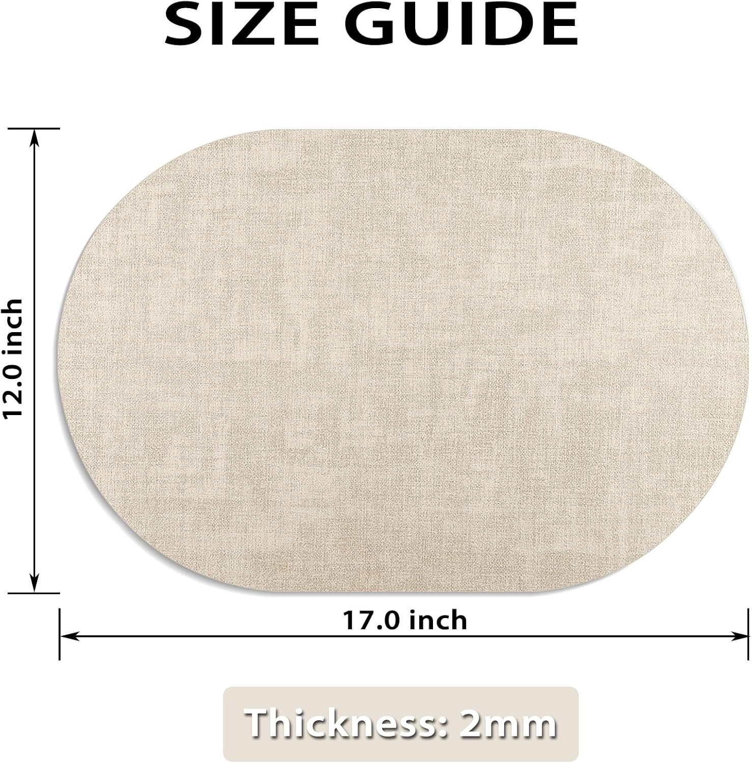 Placemats for Dining Table Set of 8 Non-Slip, Heat Resistant Oval Leather Placemat Double Layer, Waterproof Table Mats
