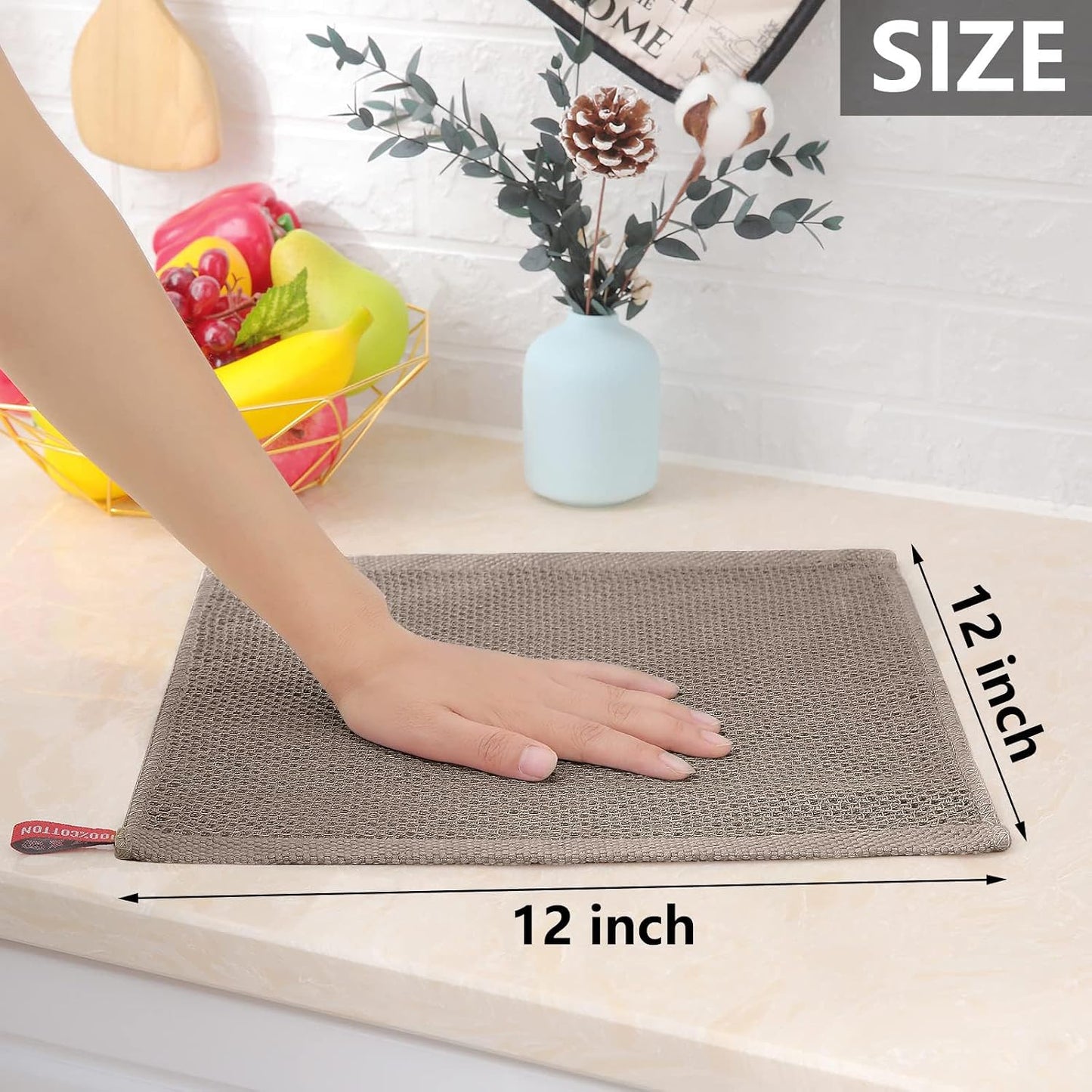 Homaxy 100% Cotton Waffle Weave Kitchen Dish Cloths 24-Pack, Multicolor | 12 x 12 Inches, Ultra Soft Absorbent Dish
