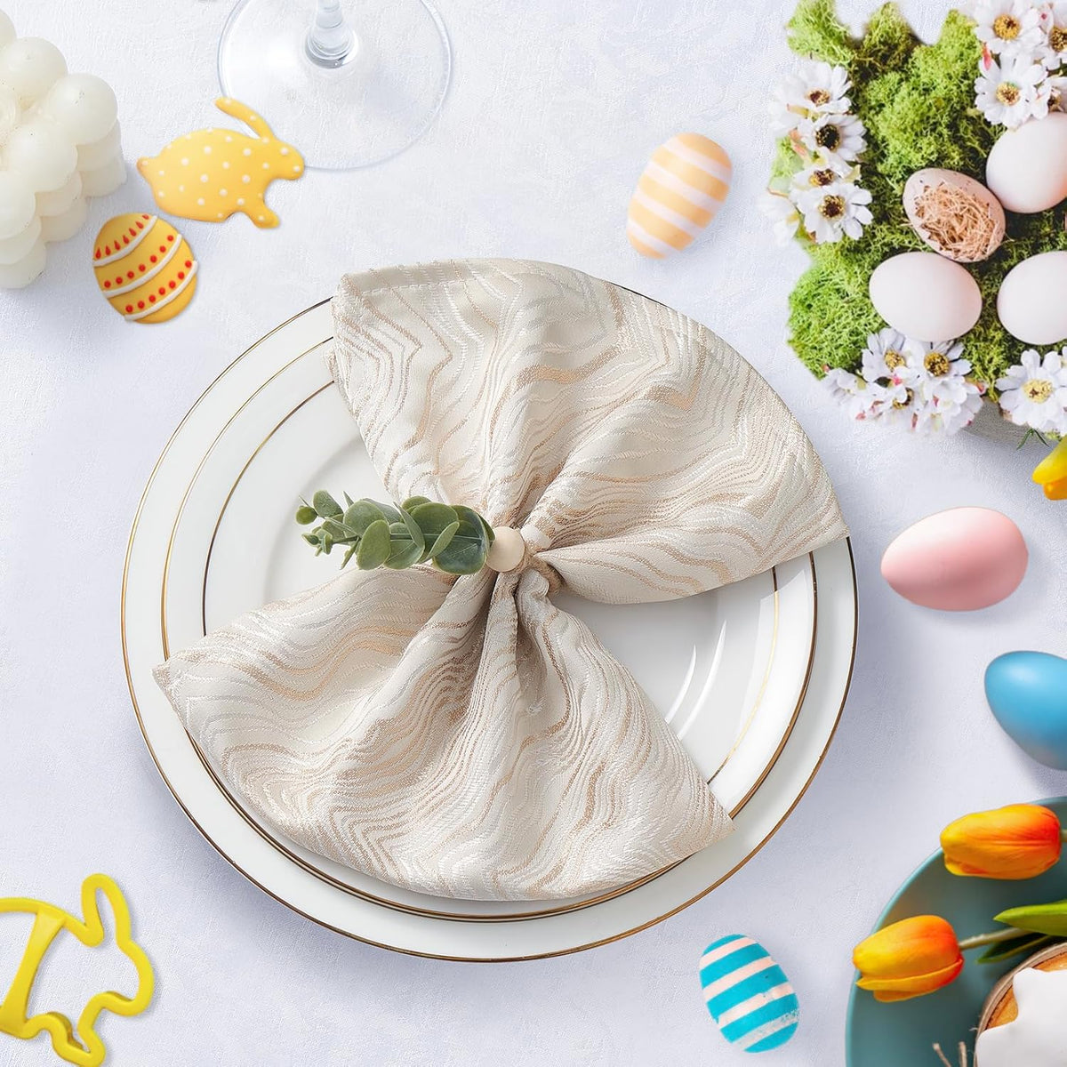 APTWOW 36PCS Farmhouse Christmas Napkin Rings for Party Table Decor | Boho, Eucalyptus Napkins Rings, Easter Napkins